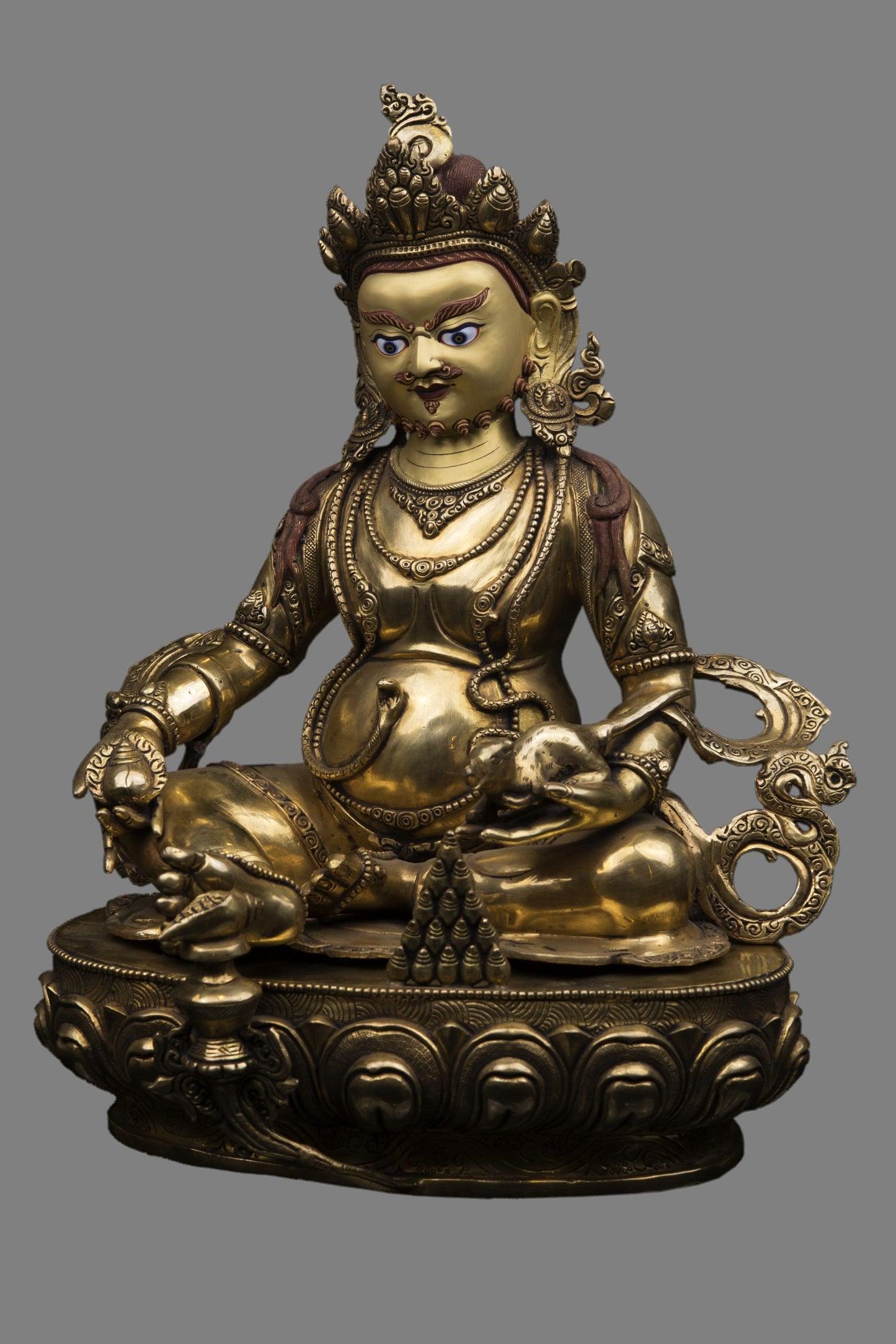 Gold Face Tibetan Buddhism God of Wealth Zambala Jambala Kuber Copper Statue Sculpture Figure Nepal free