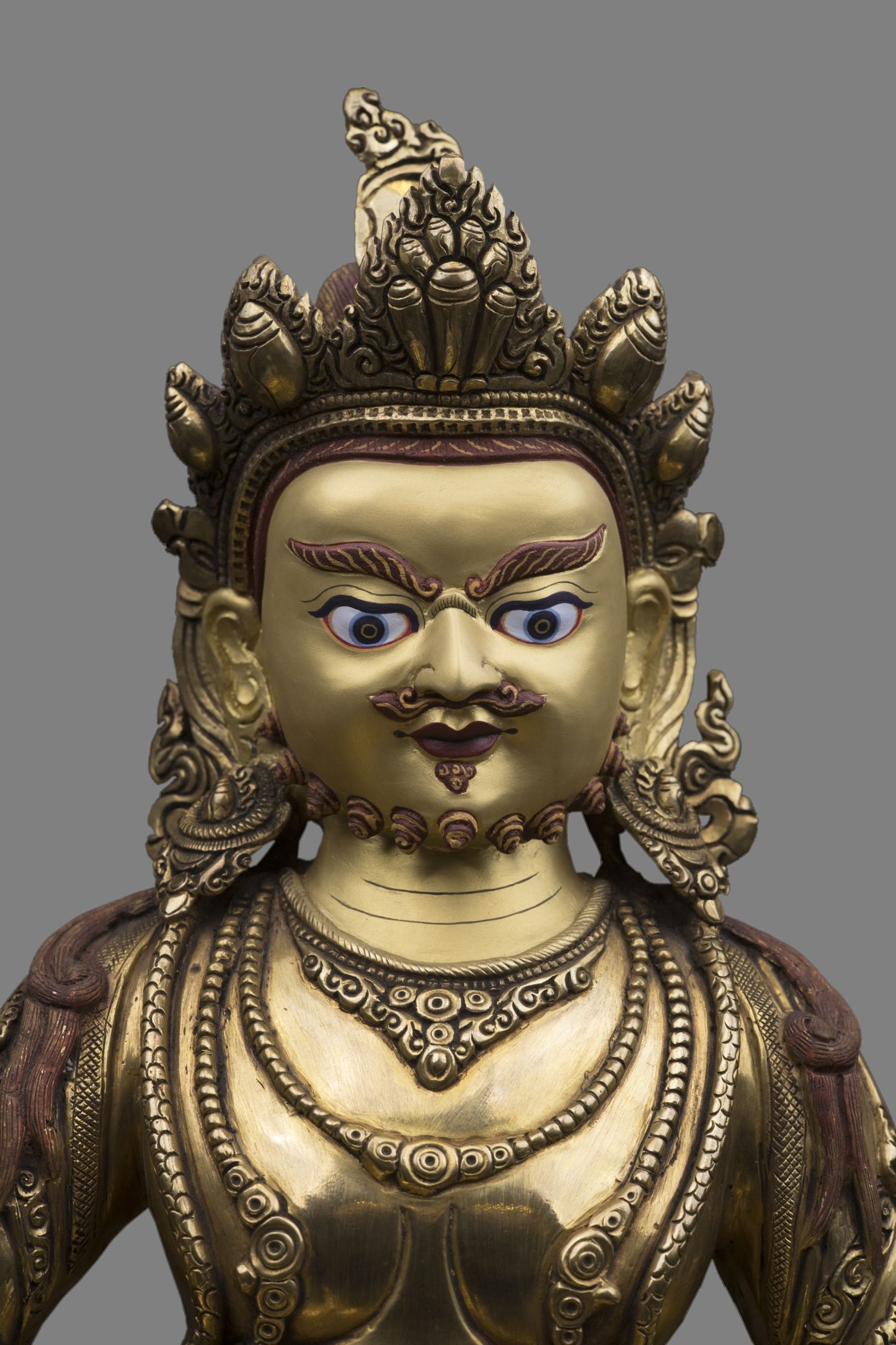 Gold Face Tibetan Buddhism God of Wealth Zambala Jambala Kuber Copper Statue Sculpture Figure Nepal free