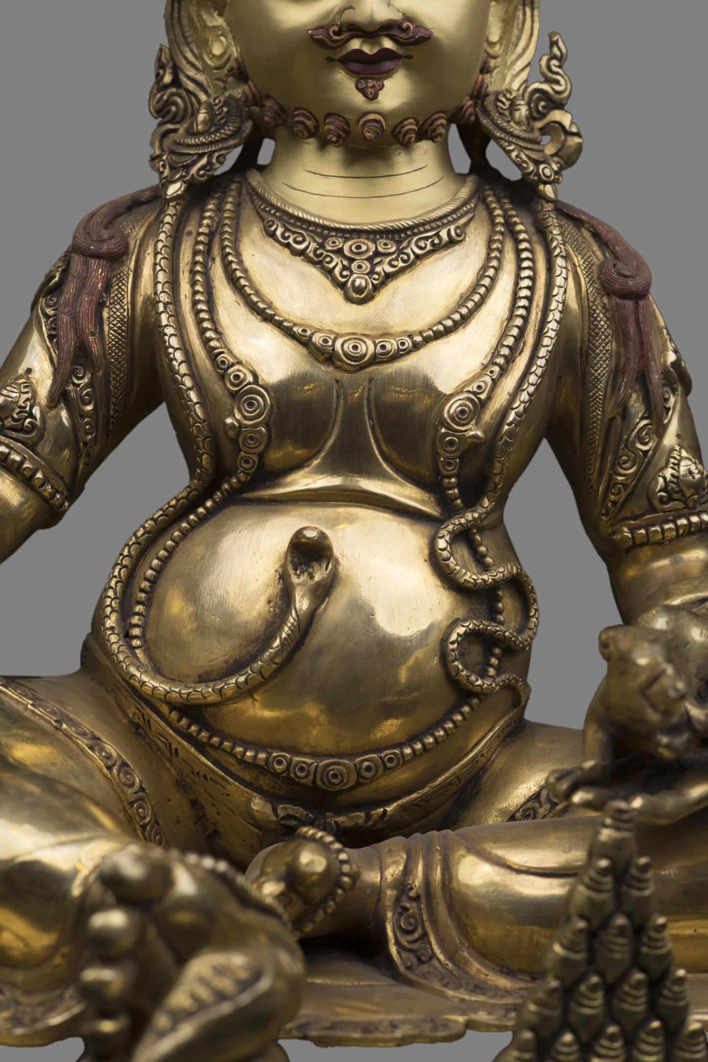 Gold Face Tibetan Buddhism God of Wealth Zambala Jambala Kuber Copper Statue Sculpture Figure Nepal free