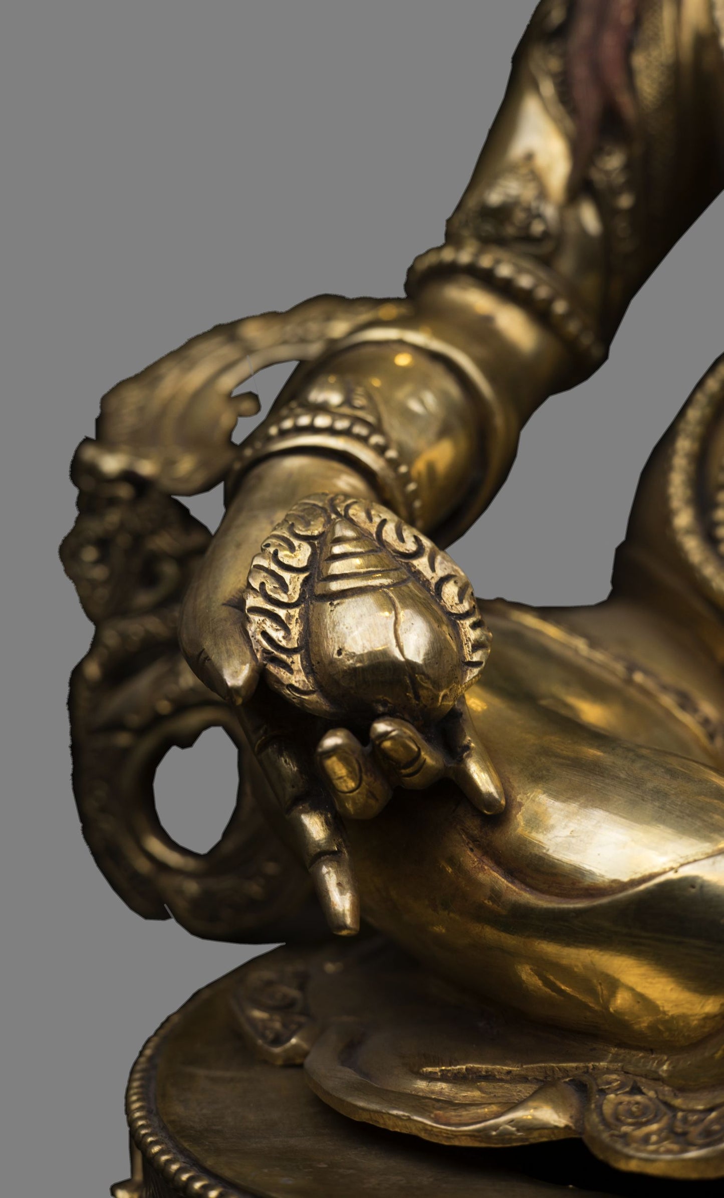 Gold Face Tibetan Buddhism God of Wealth Zambala Jambala Kuber Copper Statue Sculpture Figure Nepal free