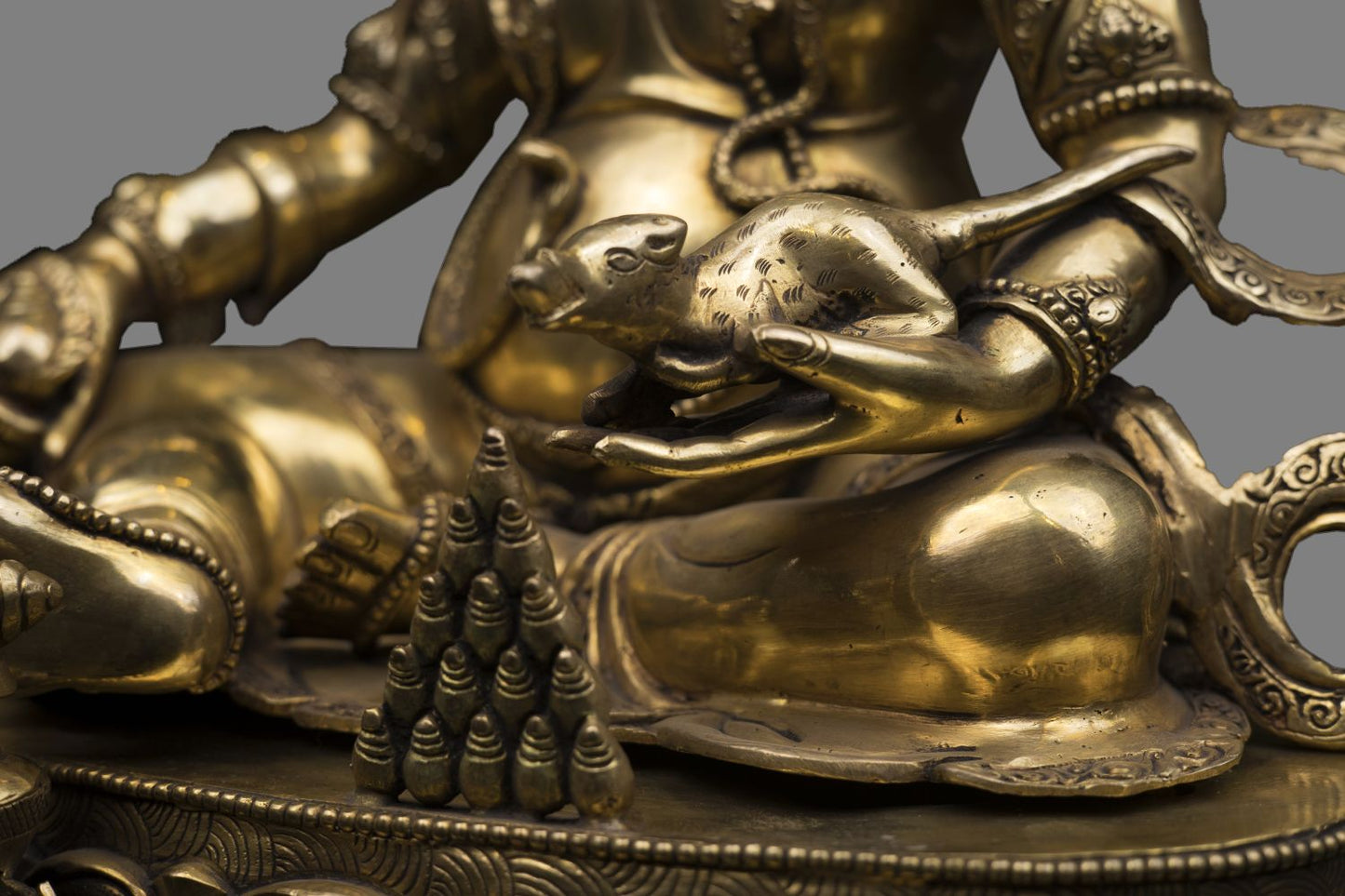 Gold Face Tibetan Buddhism God of Wealth Zambala Jambala Kuber Copper Statue Sculpture Figure Nepal free