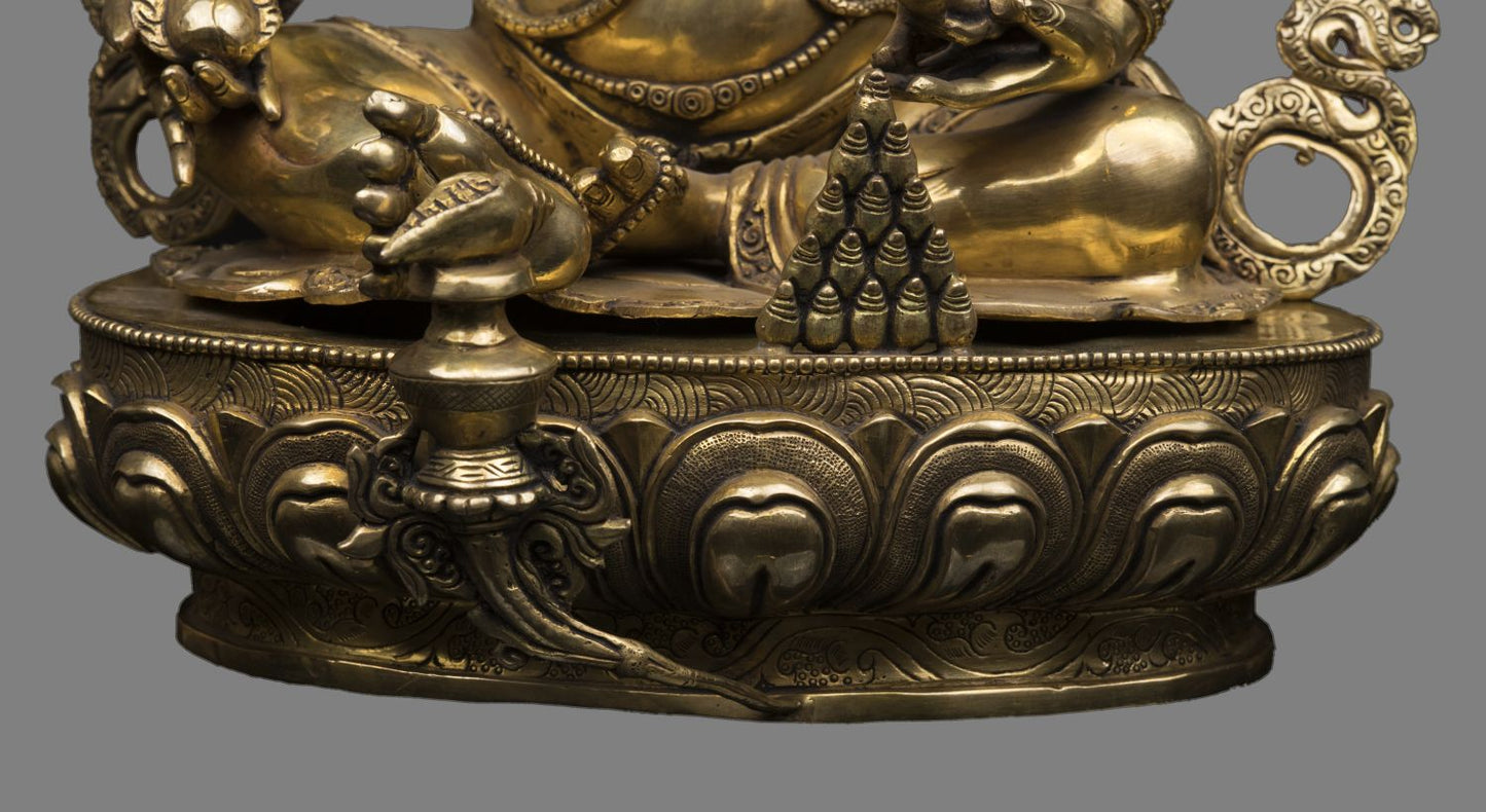Gold Face Tibetan Buddhism God of Wealth Zambala Jambala Kuber Copper Statue Sculpture Figure Nepal free