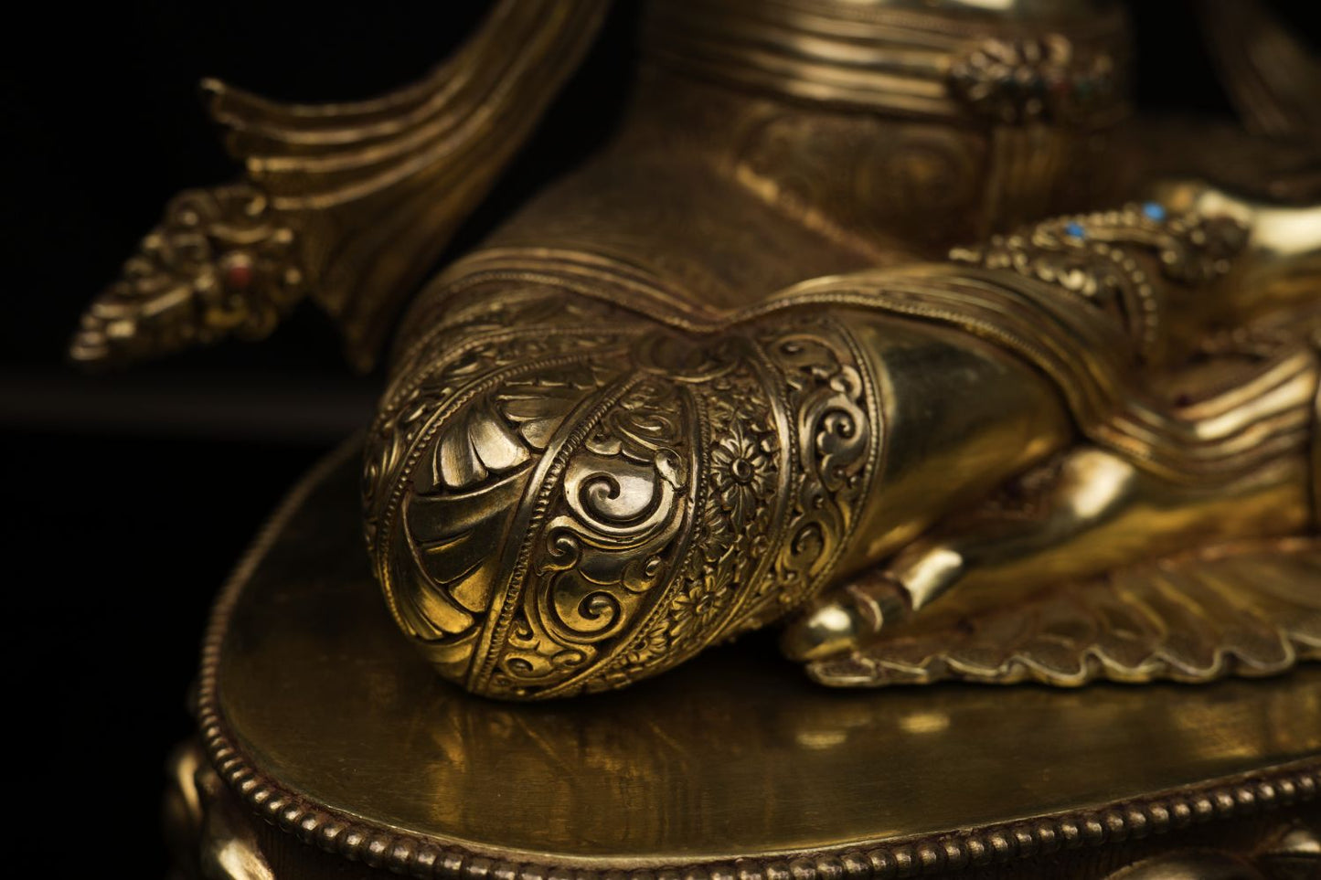 Unique Tibetan Buddhism Lord Manjushri Gold Plated Pure Copper Statue Figure Sculpture Nepal free