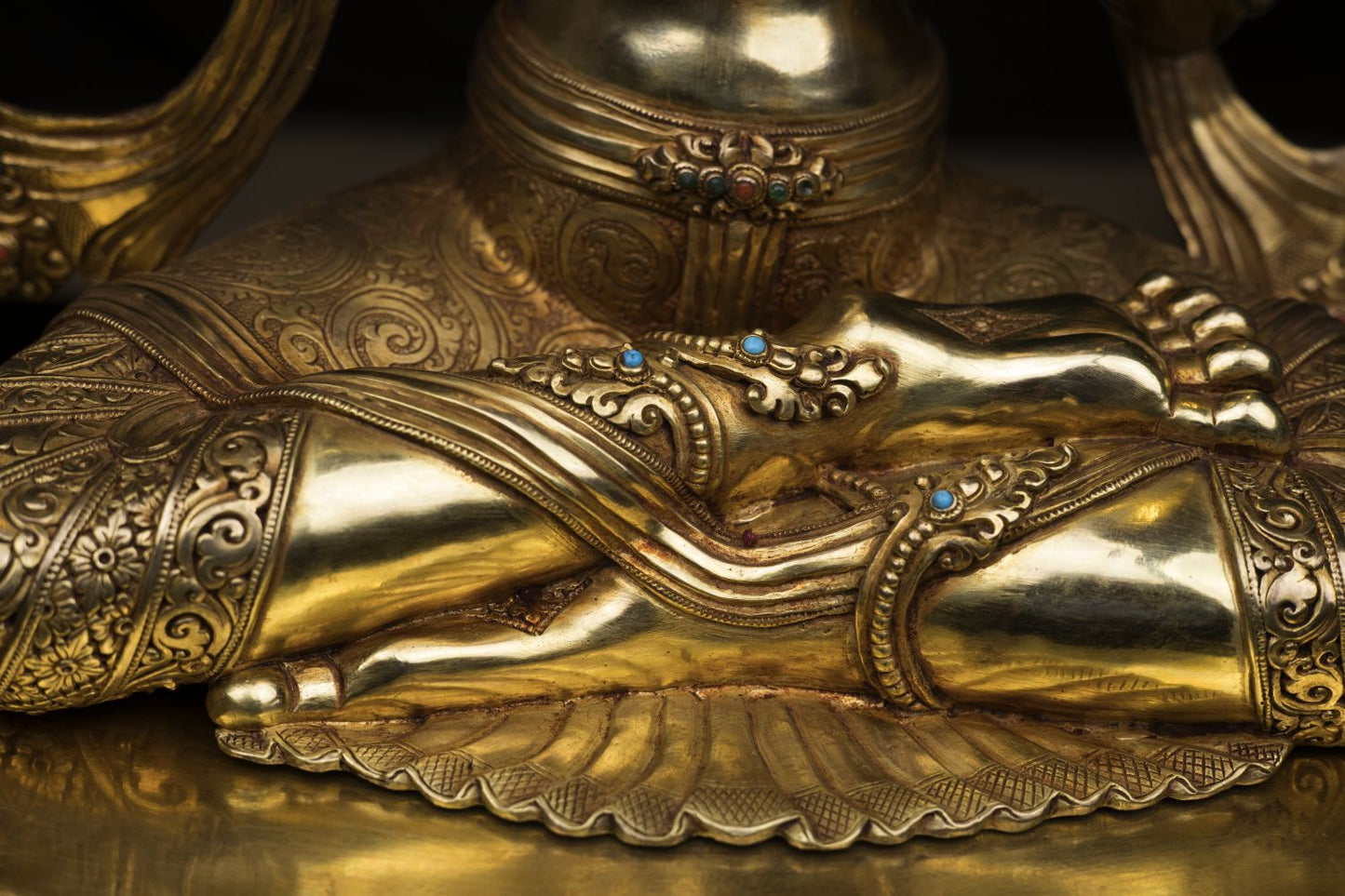 Unique Tibetan Buddhism Lord Manjushri Gold Plated Pure Copper Statue Figure Sculpture Nepal free
