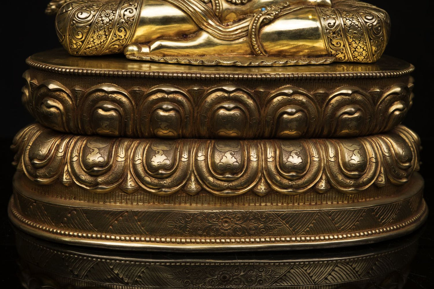 Unique Tibetan Buddhism Lord Manjushri Gold Plated Pure Copper Statue Figure Sculpture Nepal free