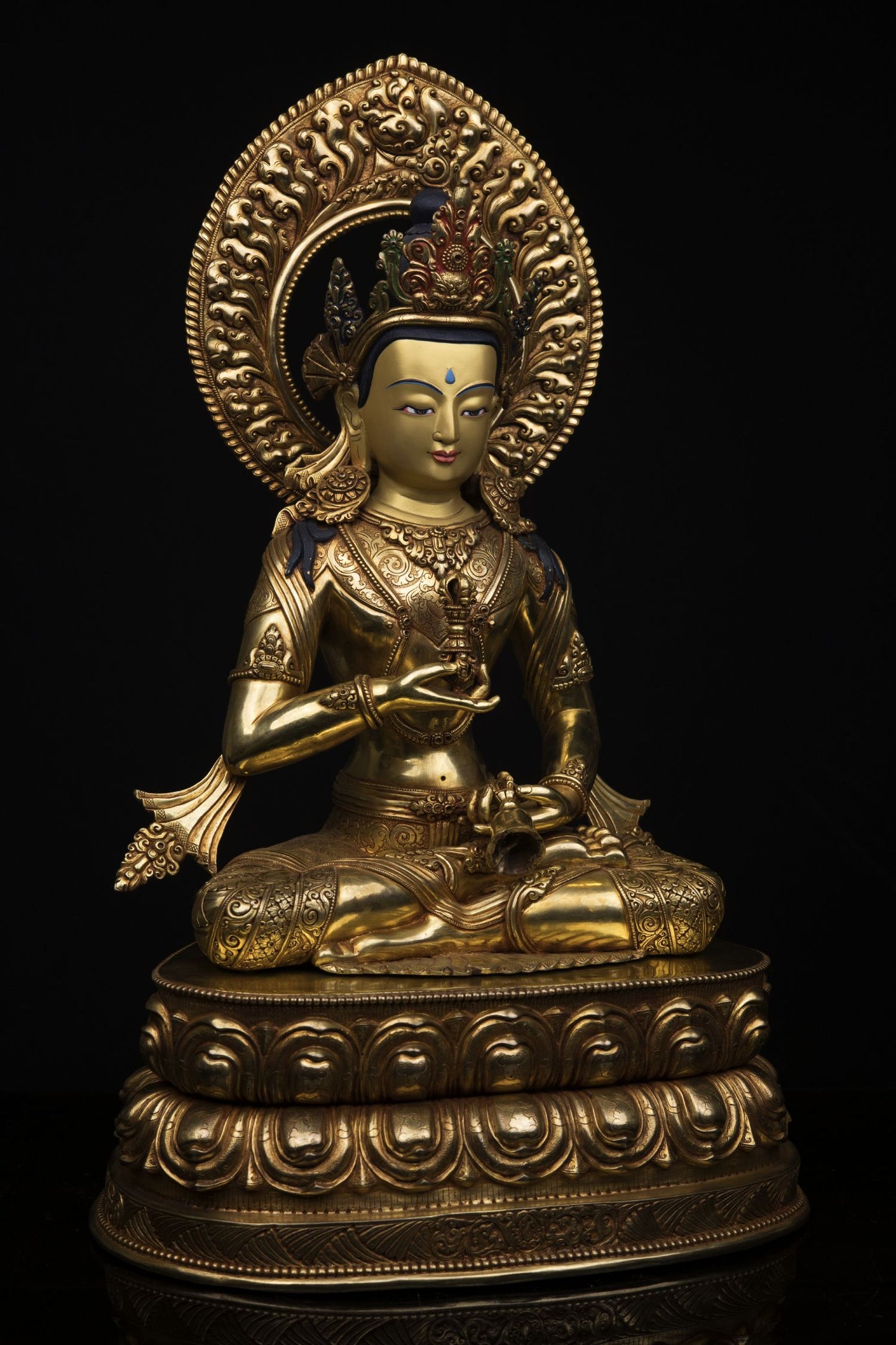 24K Gold Face Hand Painting Lord Vajra Sattva Gold Plated Fine Copper Statue Sculpture Figure Nepal free
