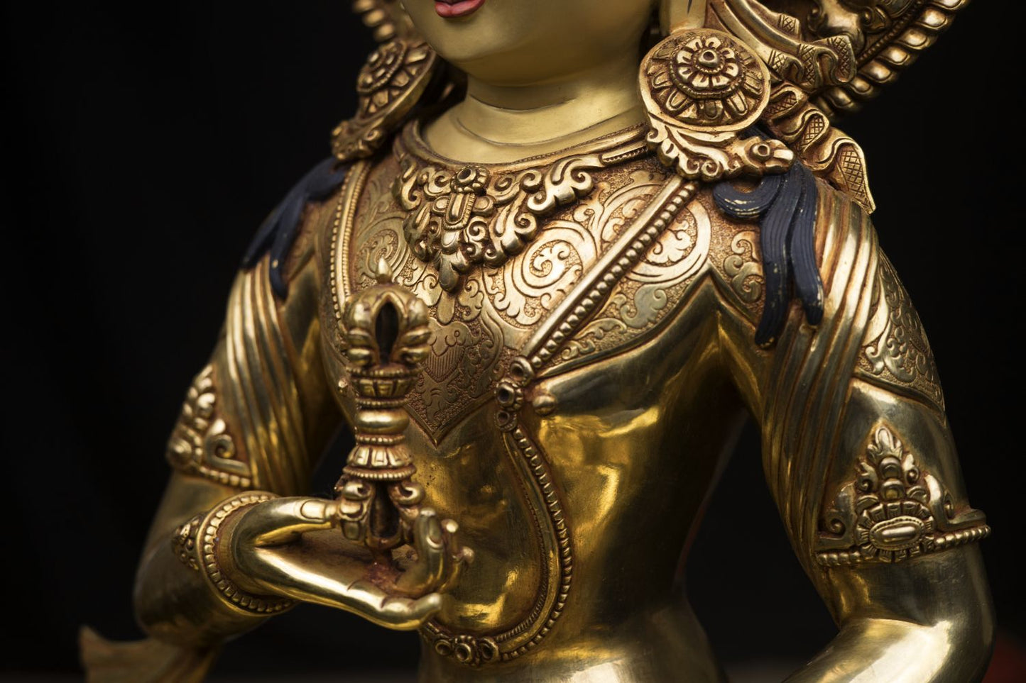 24K Gold Face Hand Painting Lord Vajra Sattva Gold Plated Fine Copper Statue Sculpture Figure Nepal free