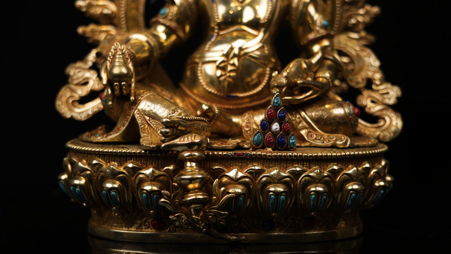 Tibetan Gold Face God of Wealth Zambala Jambala Kuber Copper Statue Sculpture Figure Nepal free
