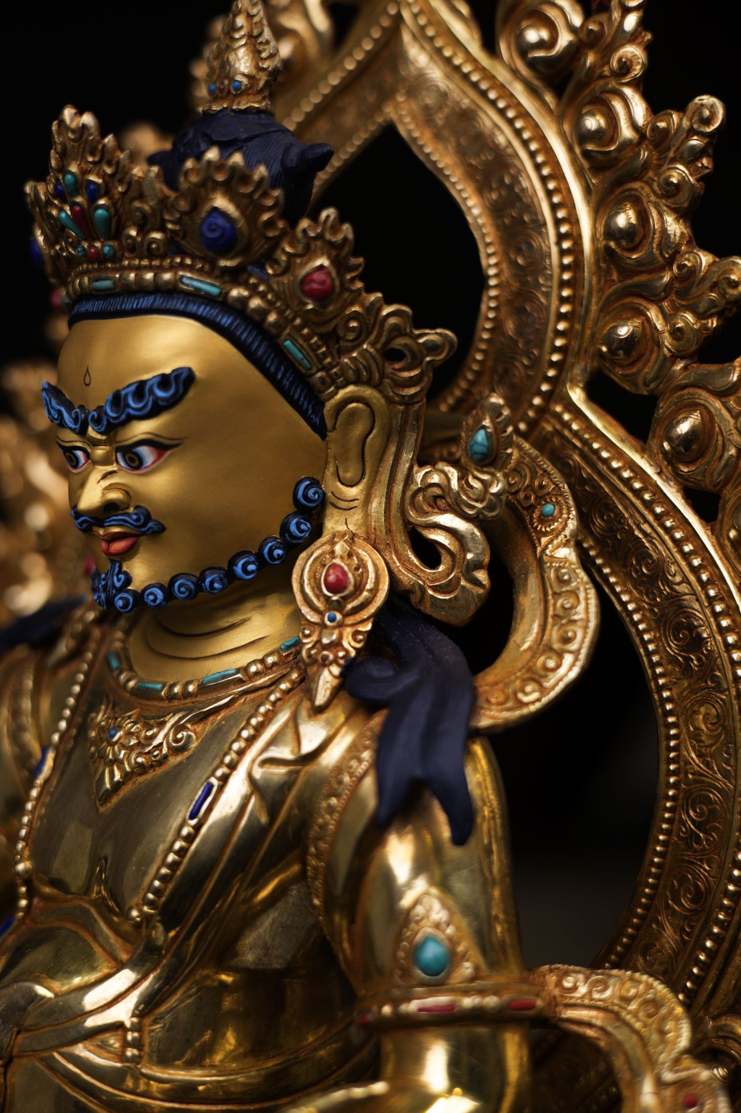 Tibetan Gold Face God of Wealth Zambala Jambala Kuber Copper Statue Sculpture Figure Nepal free