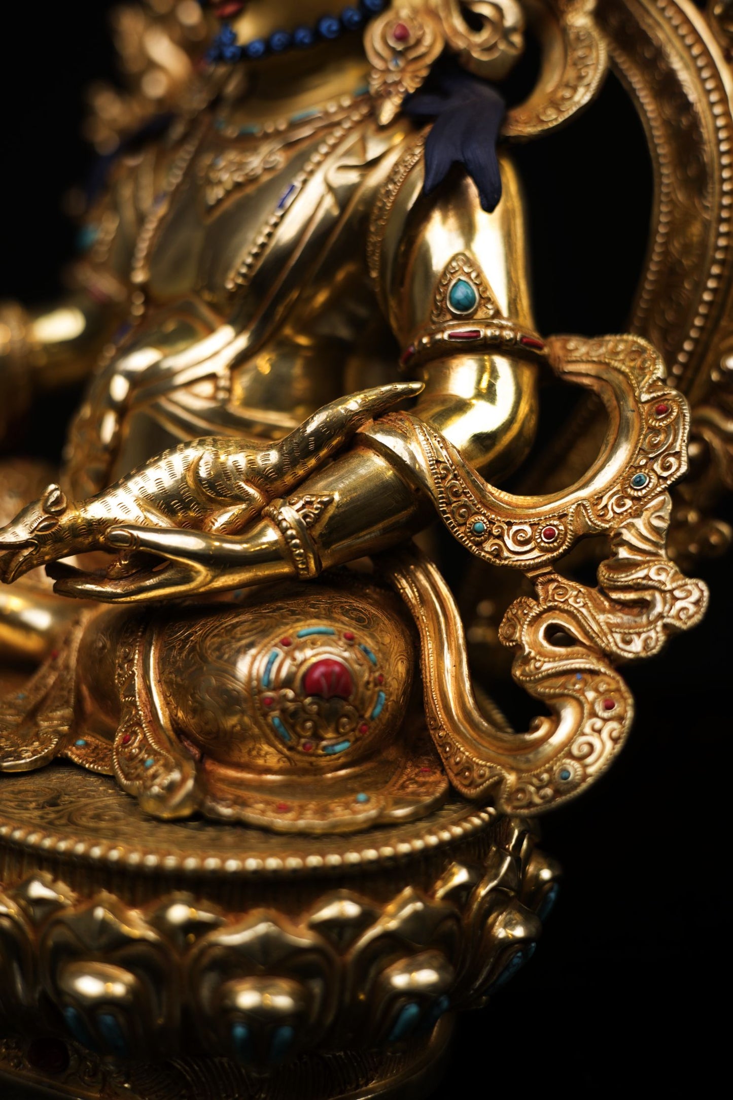 Tibetan Gold Face God of Wealth Zambala Jambala Kuber Copper Statue Sculpture Figure Nepal free