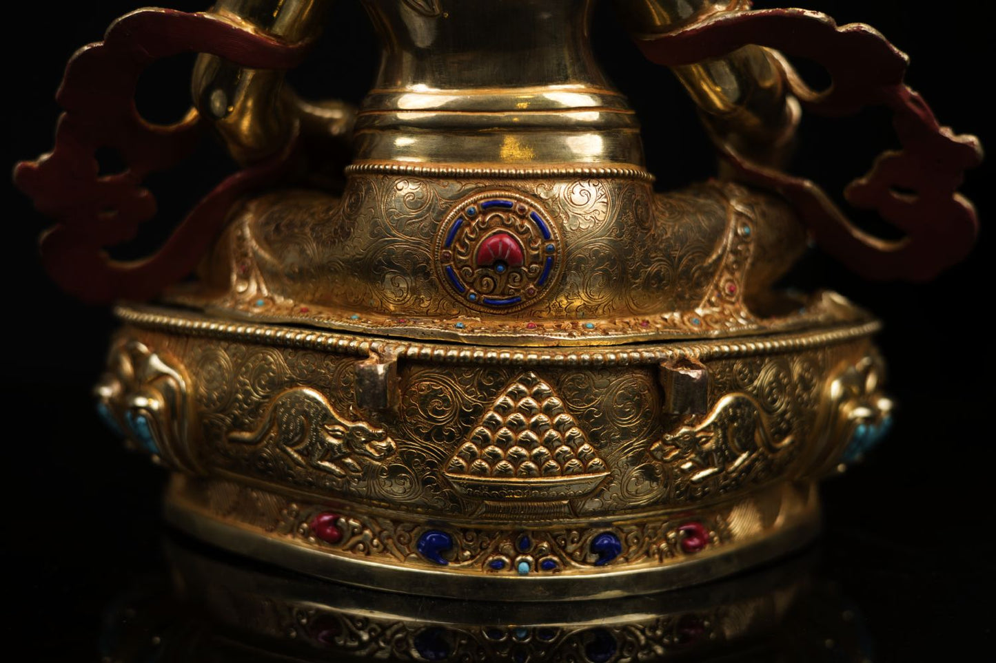 Tibetan Gold Face God of Wealth Zambala Jambala Kuber Copper Statue Sculpture Figure Nepal free