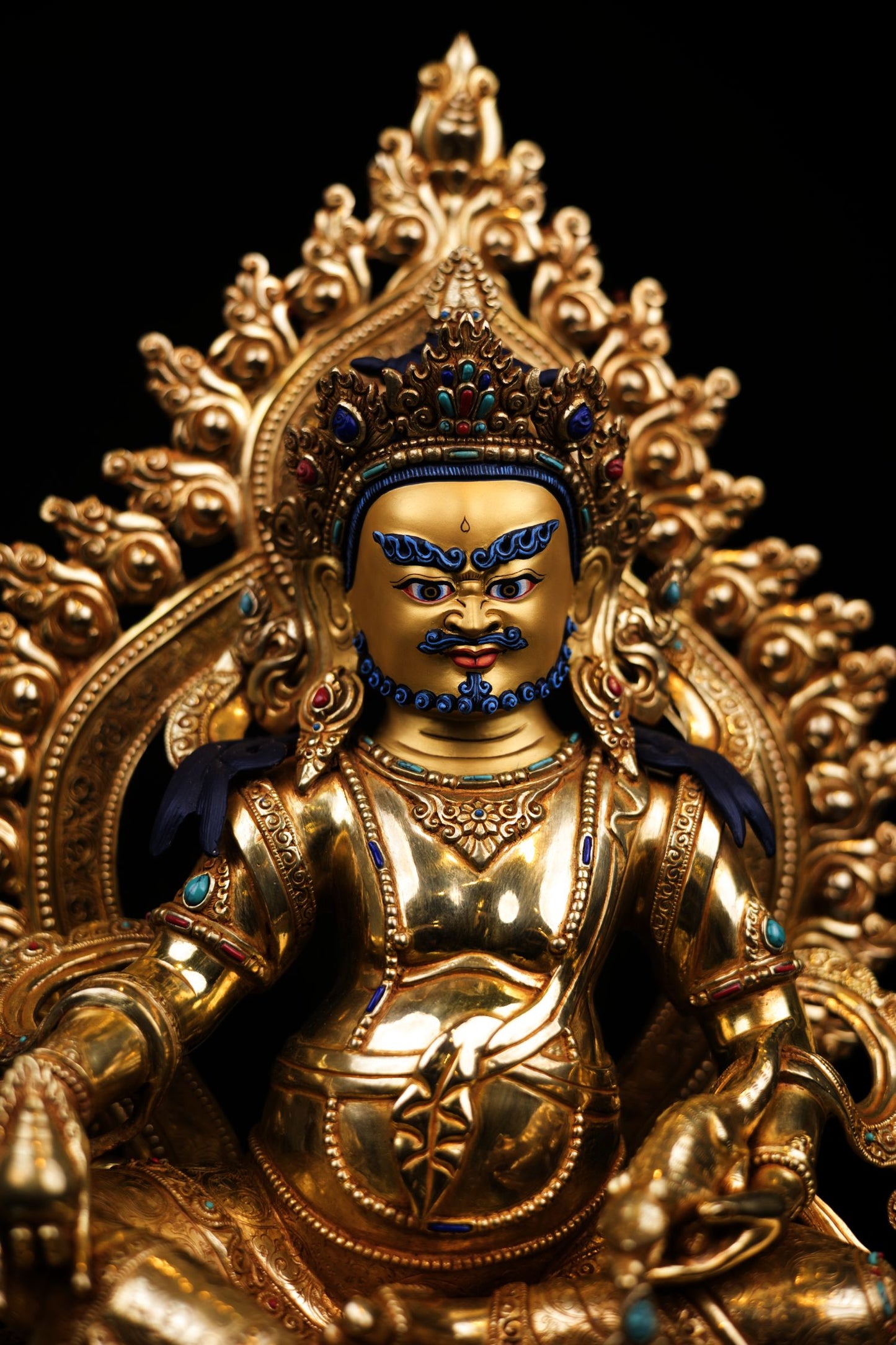 Tibetan Gold Face God of Wealth Zambala Jambala Kuber Copper Statue Sculpture Figure Nepal free