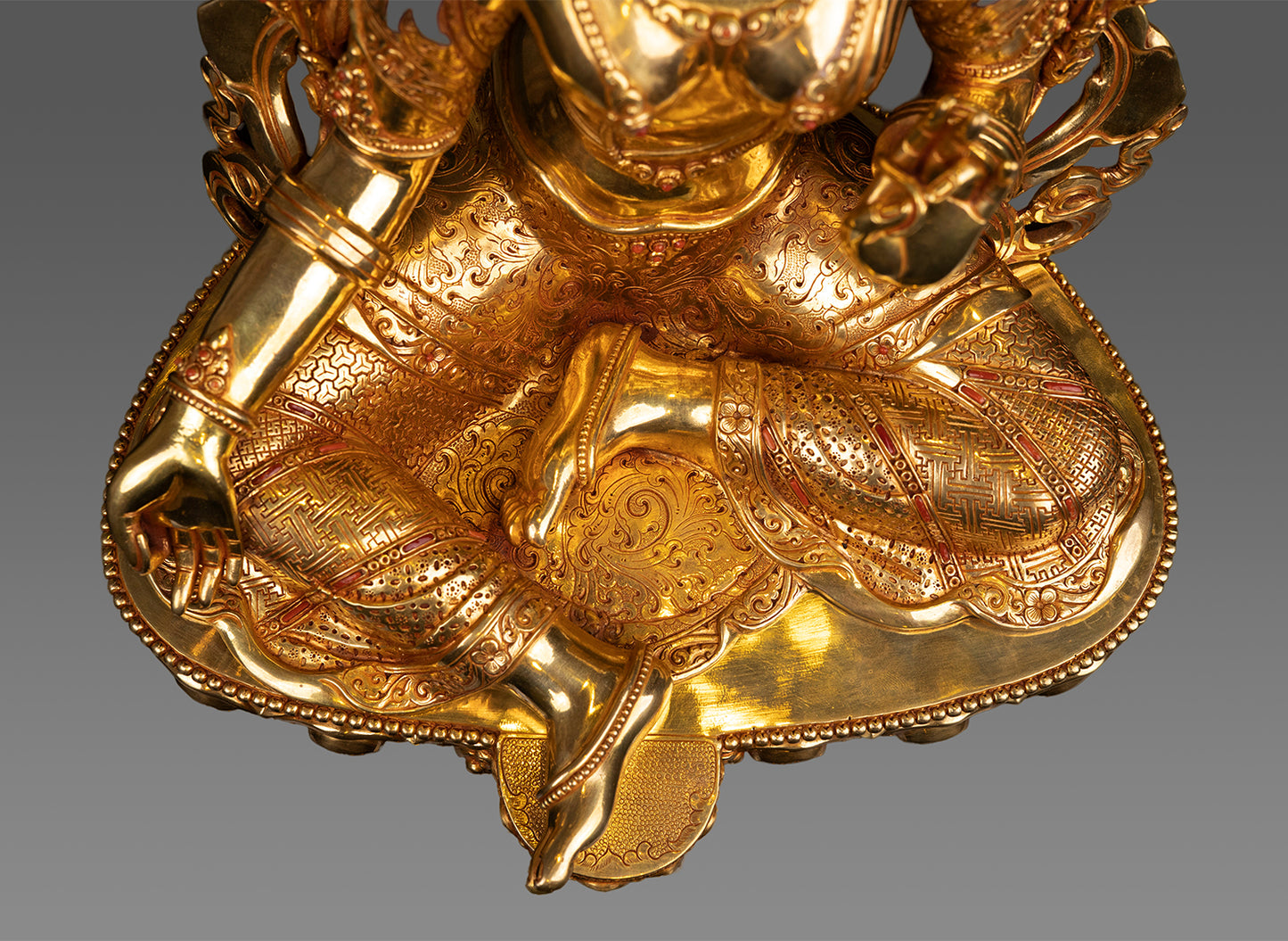 Unique Buddhism Goddess Green Tara Rupa 24K Gold Pure Copper Statue Sculpture Nepal free 10