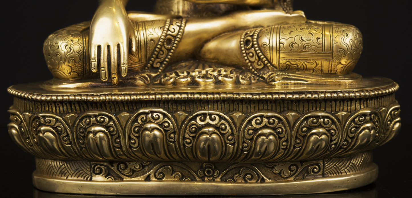 Tibetan Buddhism Lord Shakyamuni Buddha Gold Face Hand Painting Gold Plated Hand Carving Copper Statue Sculpture Figure Nepal free
