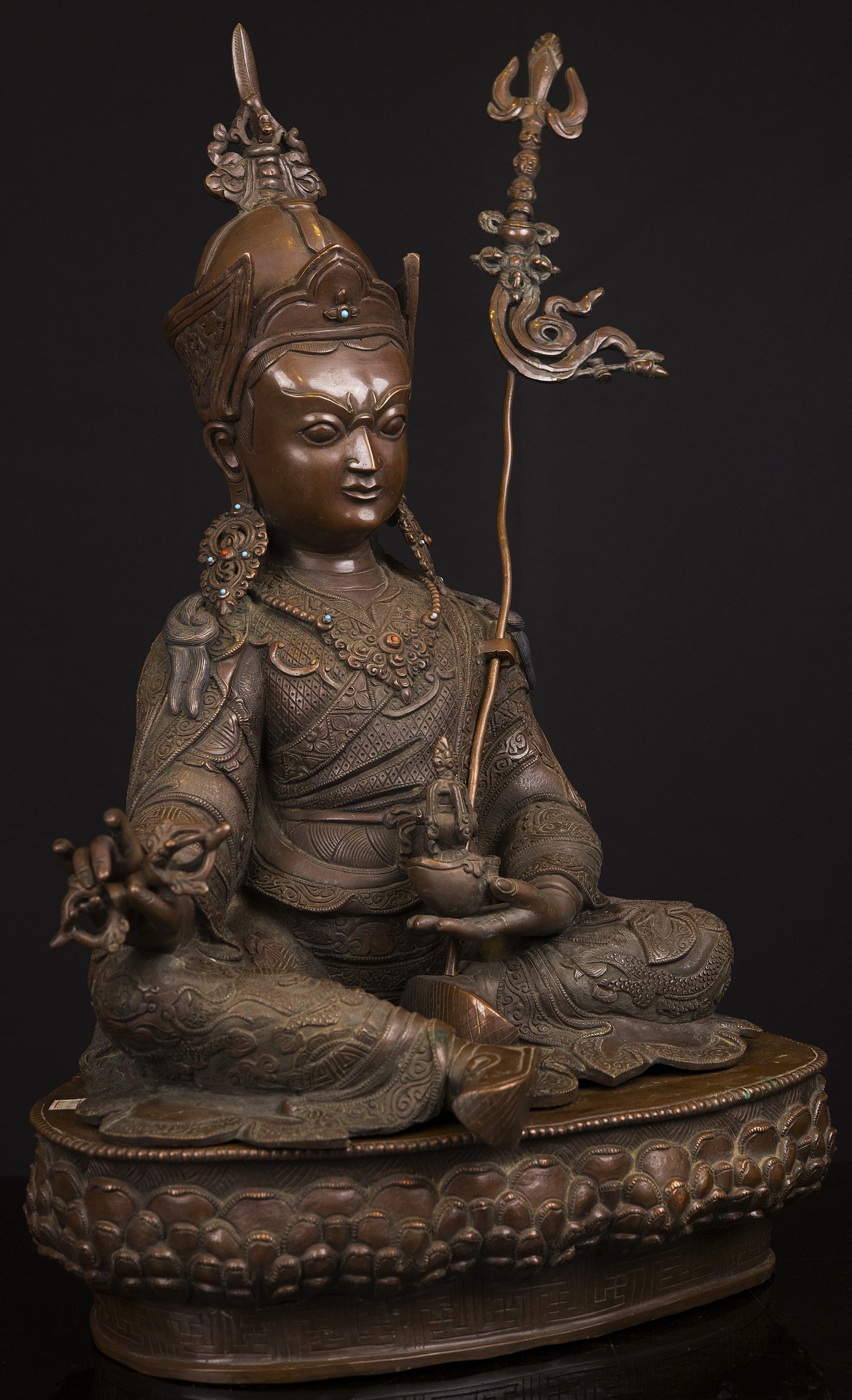 Tibetan Buddhism Guru Rinpoche(Padmasambhava) Oxide Copper Statue Sculpture Figure Nepal free