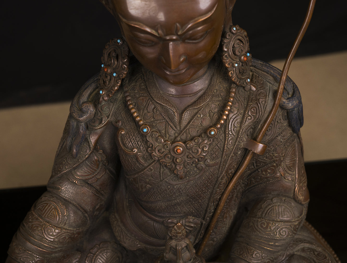 Tibetan Buddhism Guru Rinpoche(Padmasambhava) Oxide Copper Statue Sculpture Figure Nepal free