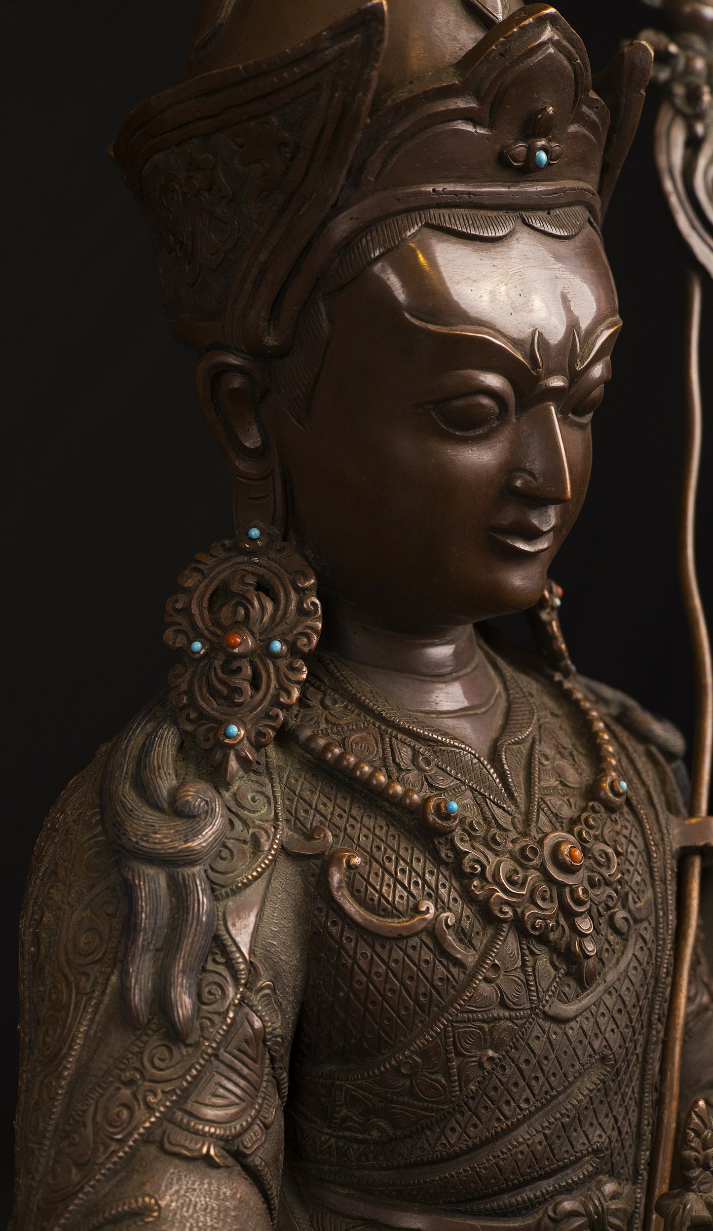 Tibetan Buddhism Guru Rinpoche(Padmasambhava) Oxide Copper Statue Sculpture Figure Nepal free
