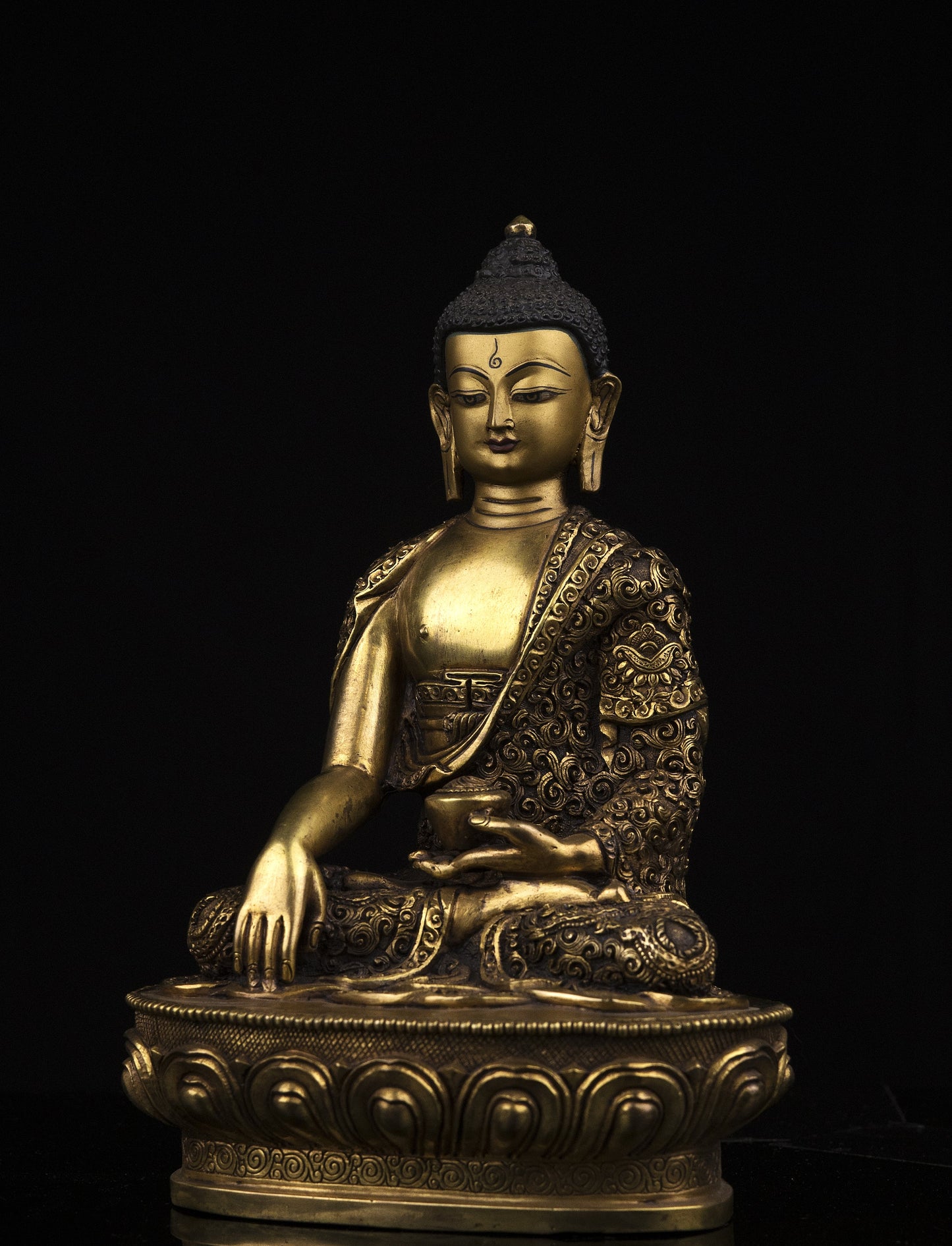 Tibetan Buddhism Gold Face Hand Paint Lord Shakyamuni Buddha Hand Carved Copper Statue Sculpture Figure Nepal free