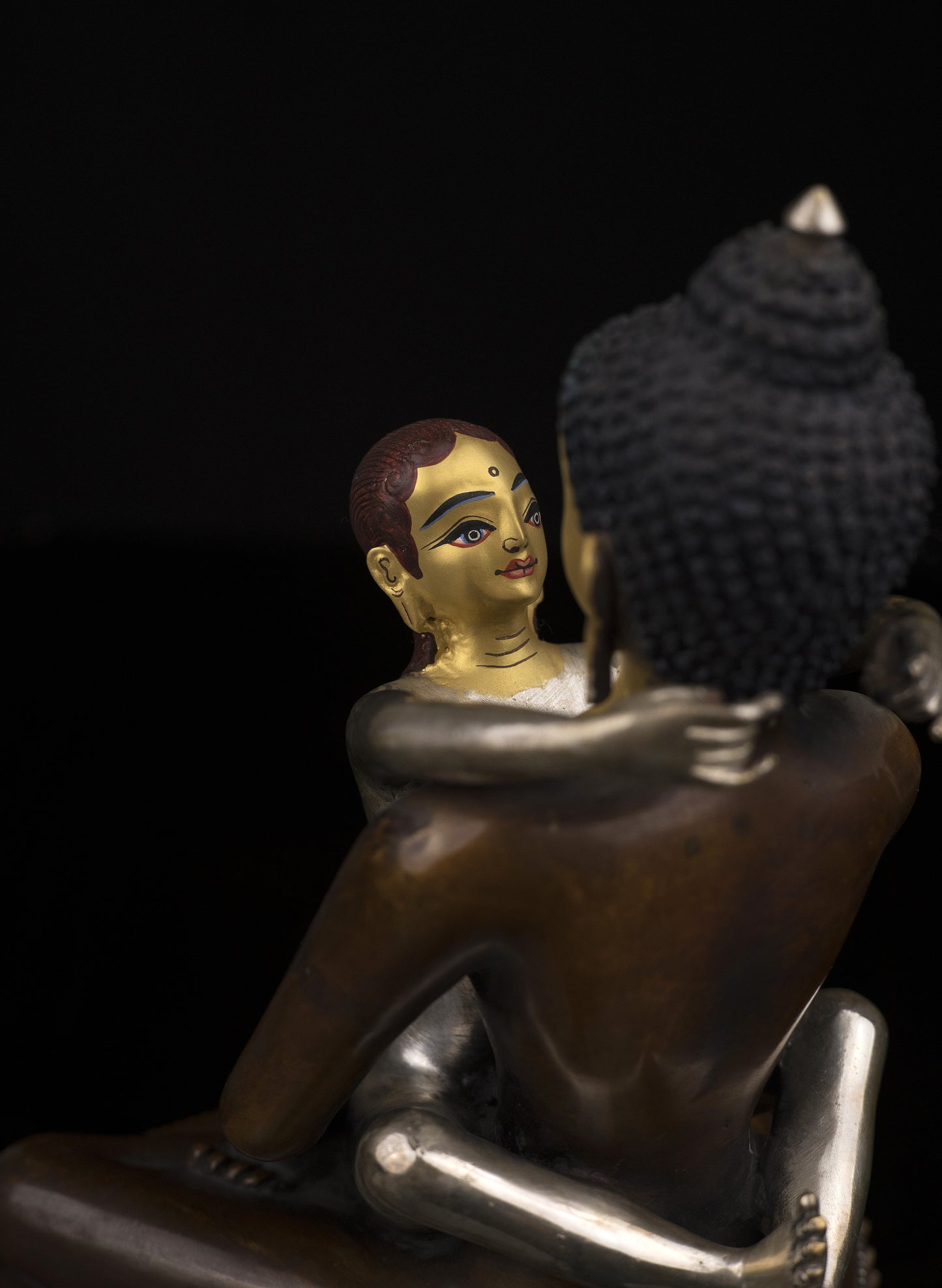 Tibetan Buddhism Gold Face Hand Painting Lord Samanta Bhadra Buddha Shakti Oxide Copper Statue Sculpture Figure Nepal free
