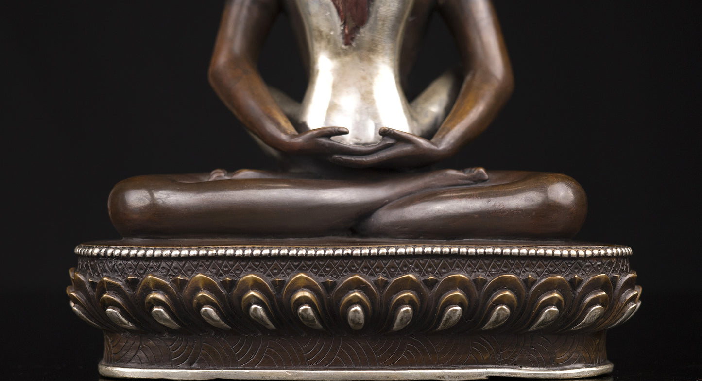 Tibetan Buddhism Gold Face Hand Painting Lord Samanta Bhadra Buddha Shakti Oxide Copper Statue Sculpture Figure Nepal free