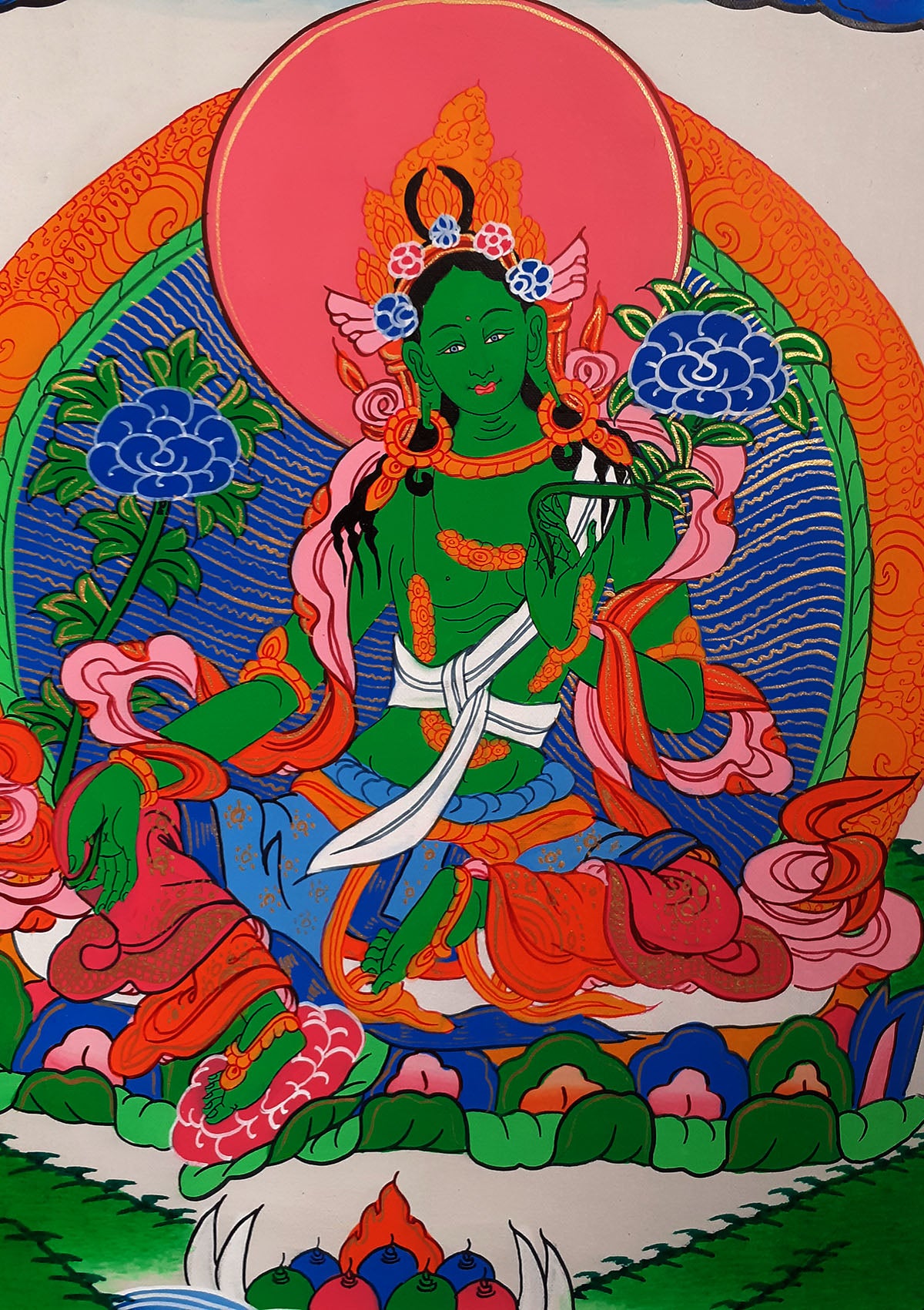 Tibetan Buddhism Goddess Green Tara Rupa Hand Painting Thangka Nepal free