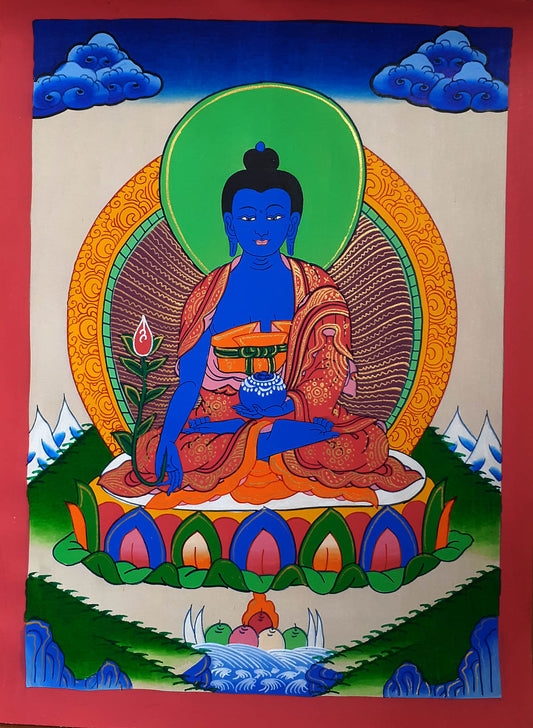Tibetan Buddhism Lord Medicine Buddha Bhaisajya Guru Hand Painting Thangka Nepal free