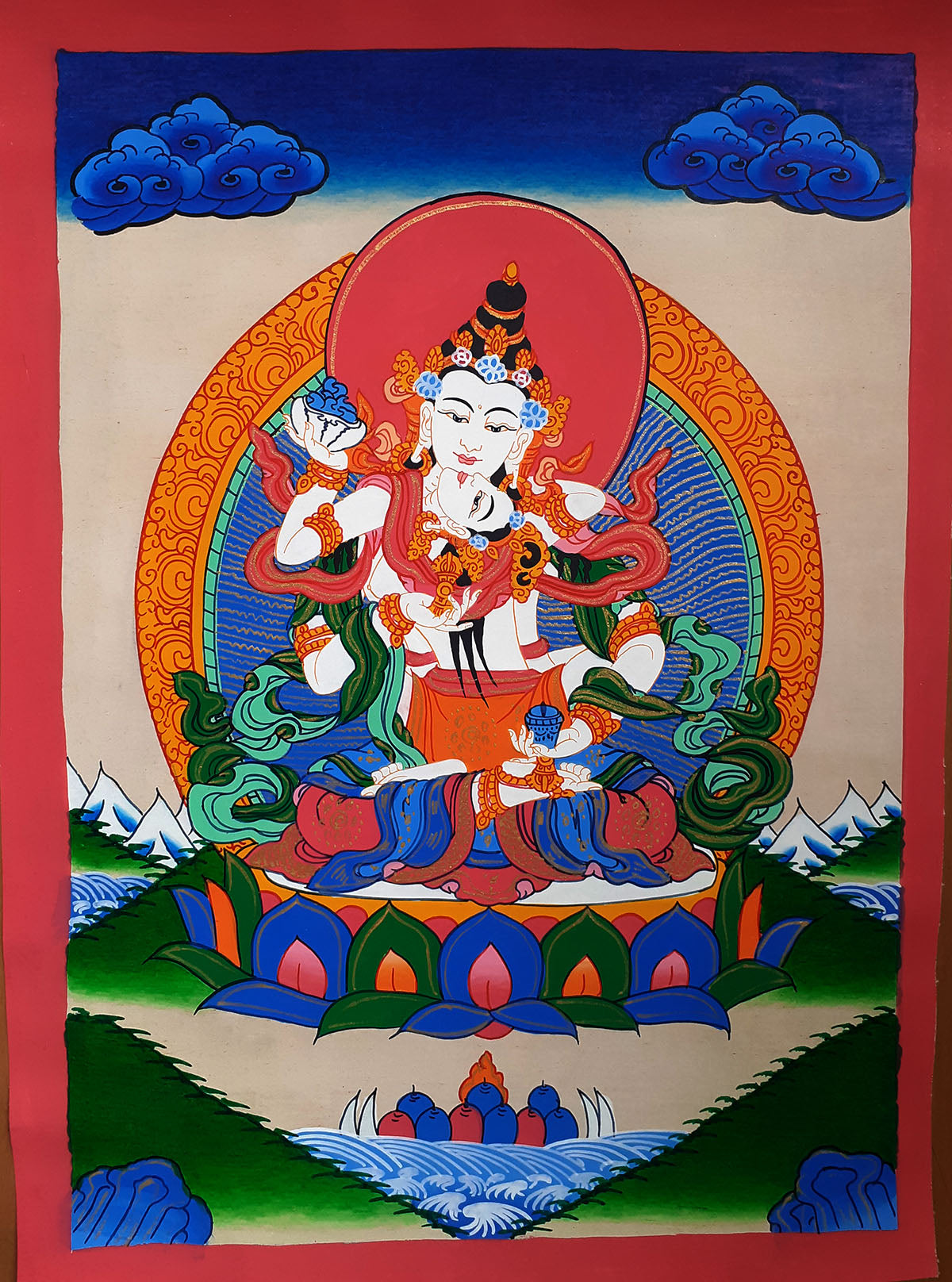 Tibetan Buddhism Lord Vajrasattva Hand Painting Thangka Nepal free