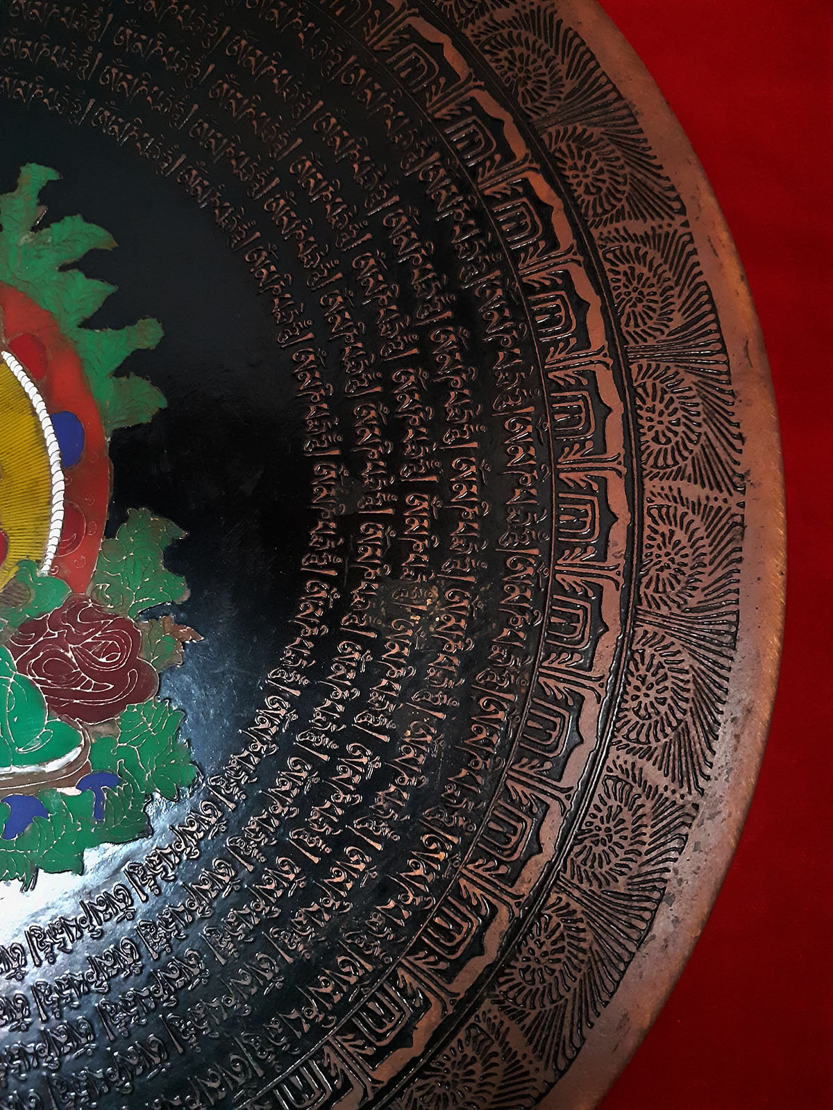 Hand Painting Lord Vajrasattva Om Mantra Itching Copper Wall hanging Mandala Nepal free