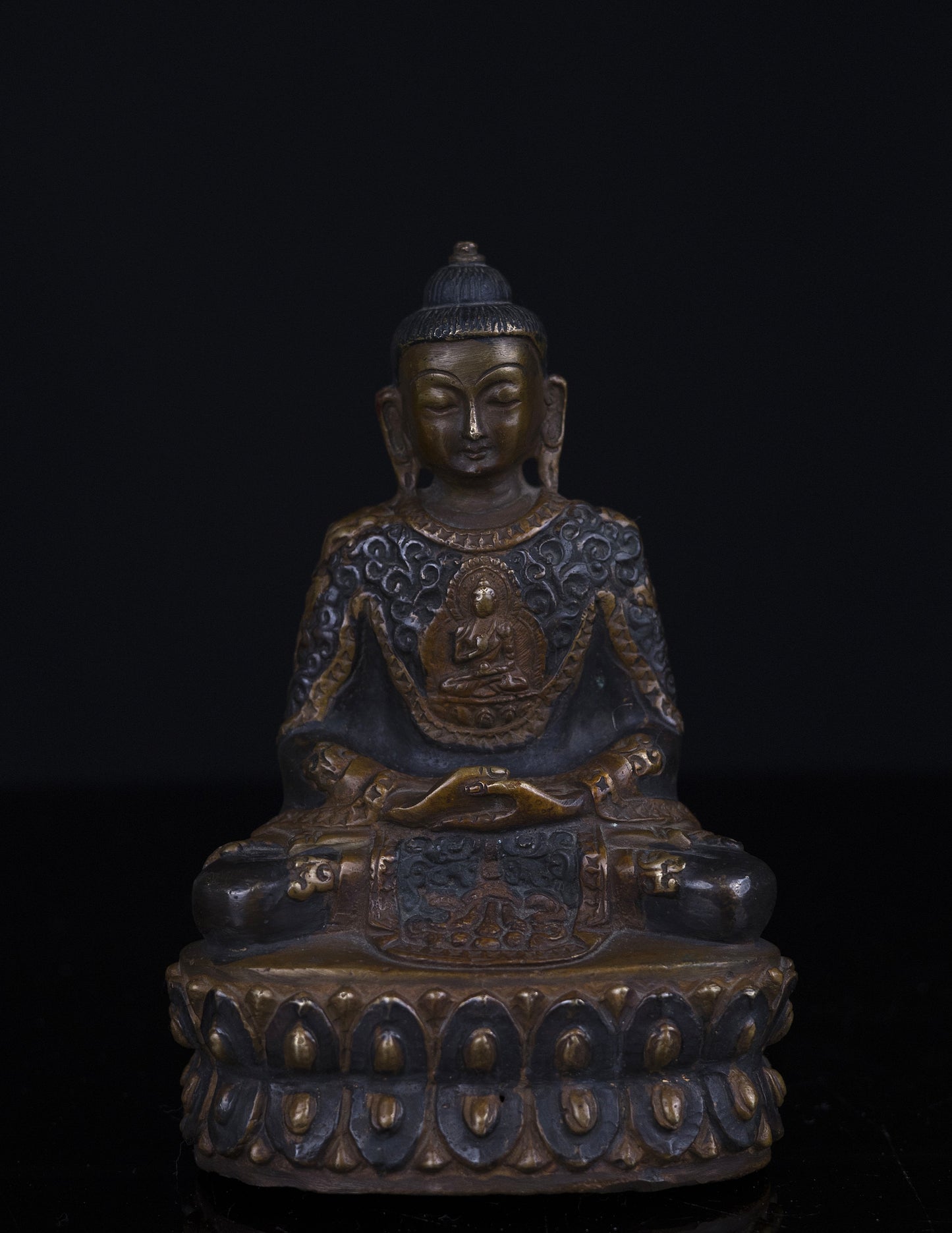 Antique looks Tibetan Buddhism Lord Amitabha Buddha Copper Oxide Statue Sculpture Figure Nepal free