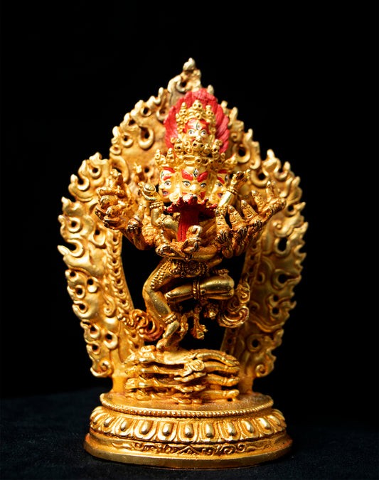 Tibetan Buddhism Lord Heruka Hevajra with Consort Copper Gold Plated Statue Sculpture Figure Nepal free