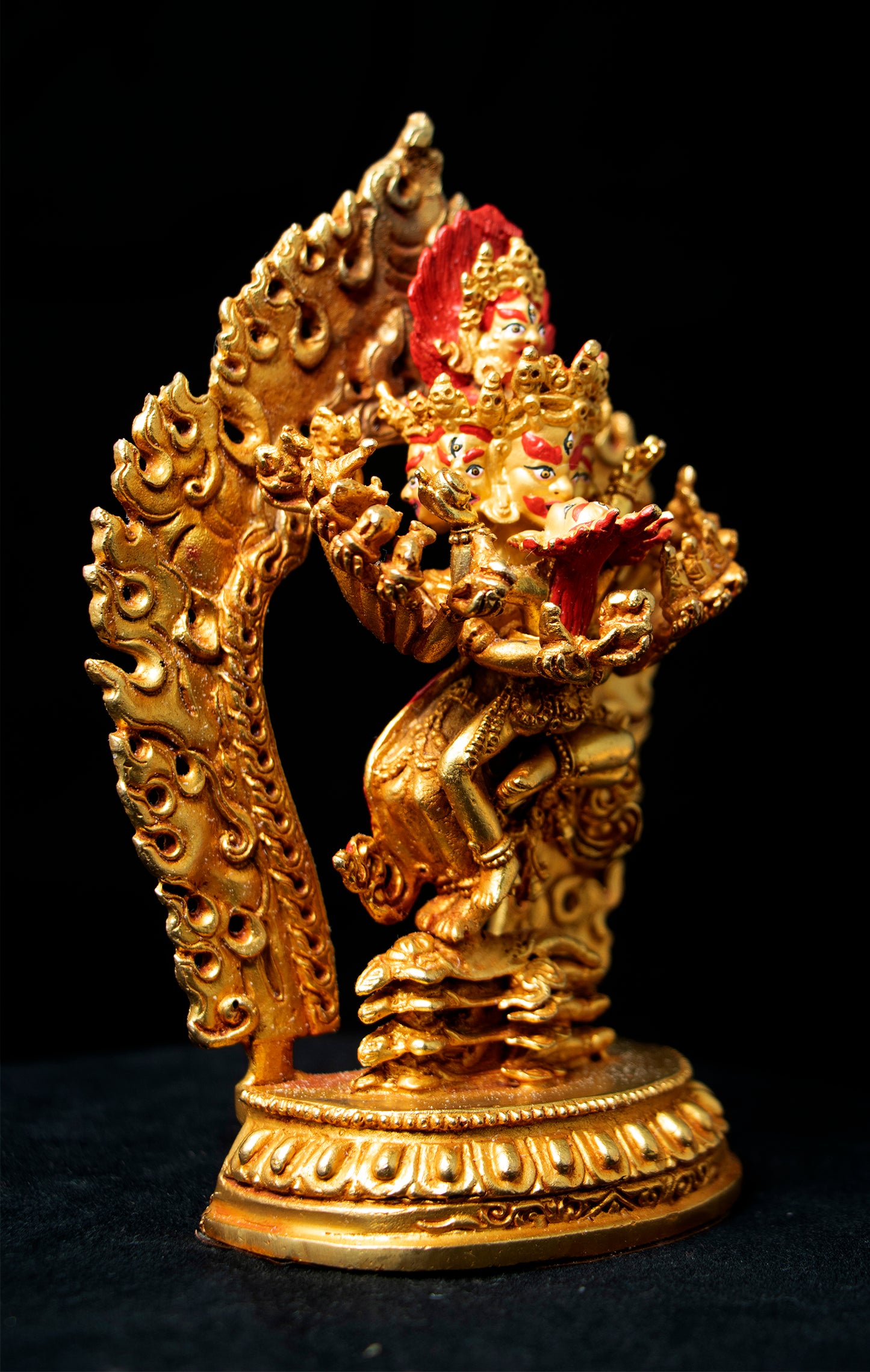 Tibetan Buddhism Lord Heruka Hevajra with Consort Copper Gold Plated Statue Sculpture Figure Nepal free