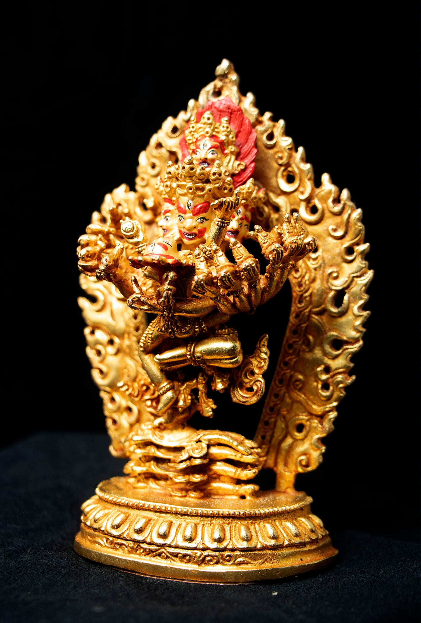 Tibetan Buddhism Lord Heruka Hevajra with Consort Copper Gold Plated Statue Sculpture Figure Nepal free