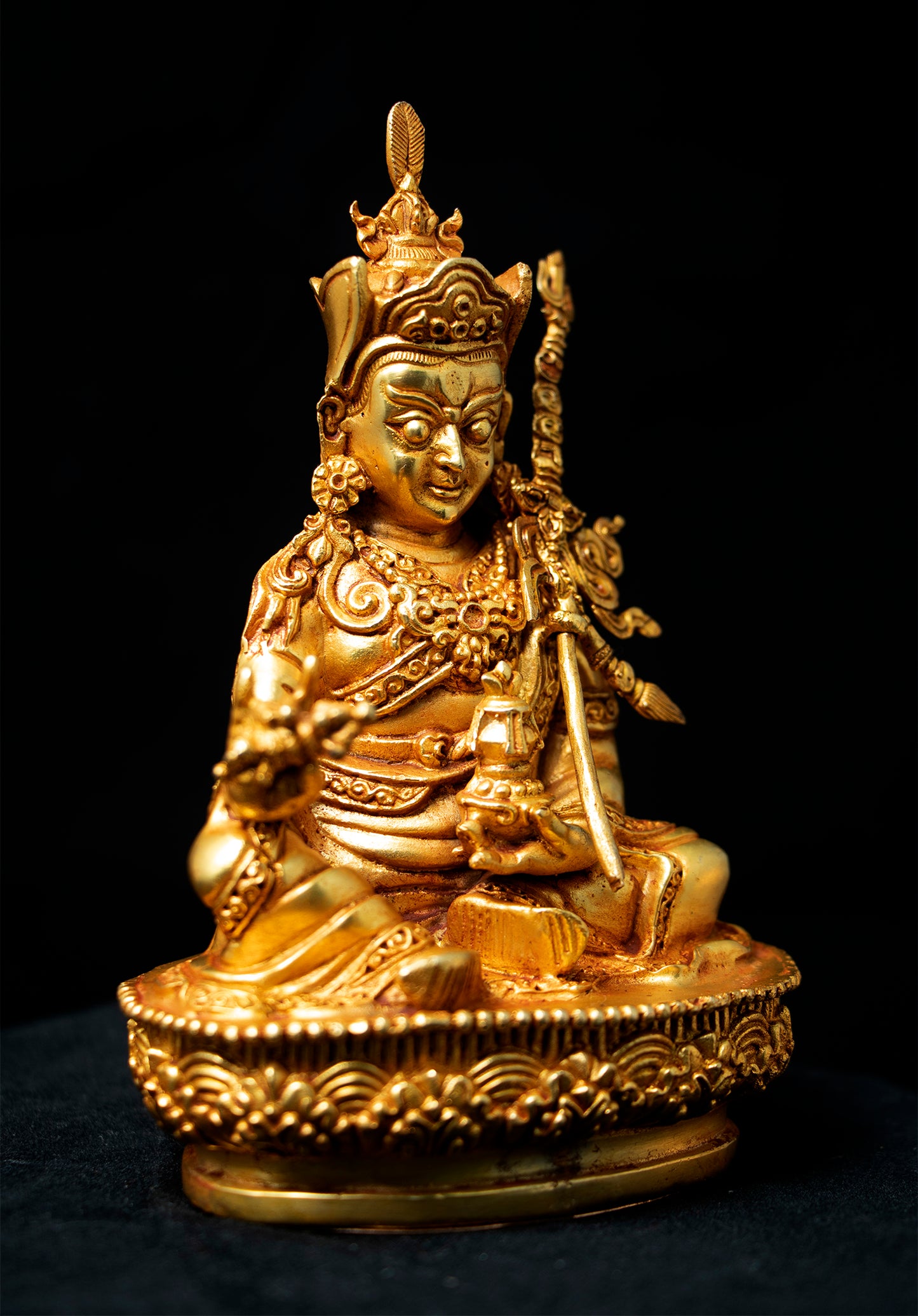 Tibetan Buddhism Guru Rinpoche Padmasambhava Gold Plated Statue Sculpture Figure Nepal free