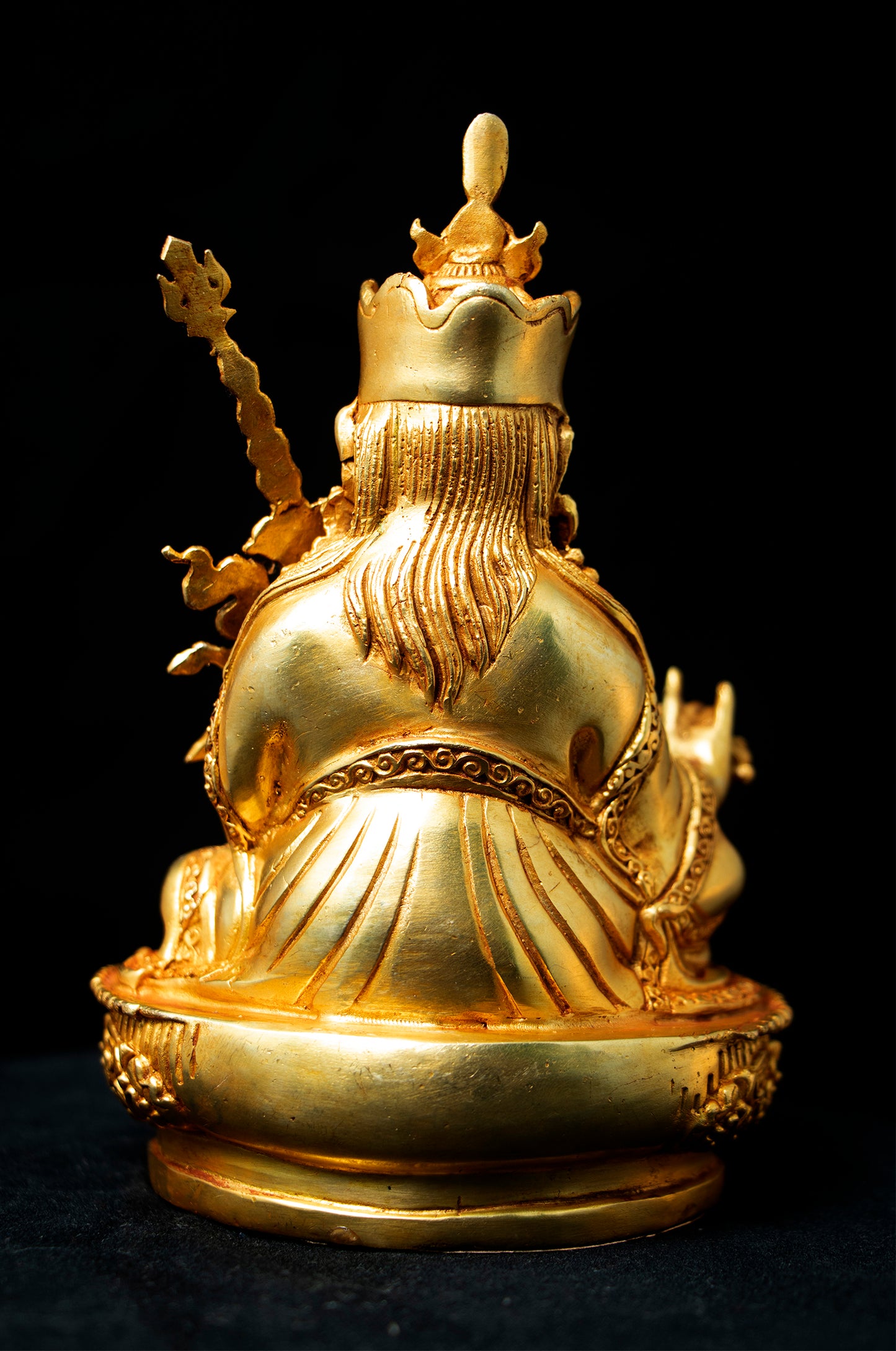 Tibetan Buddhism Guru Rinpoche Padmasambhava Gold Plated Statue Sculpture Figure Nepal free