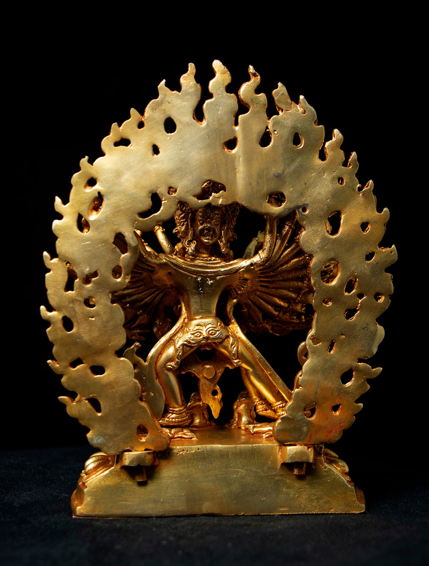 Tibetan Buddhism Wrathful Deity Lord Kalachakra with Consort Gold Plated Copper Statue Sculpture Figure Nepal free