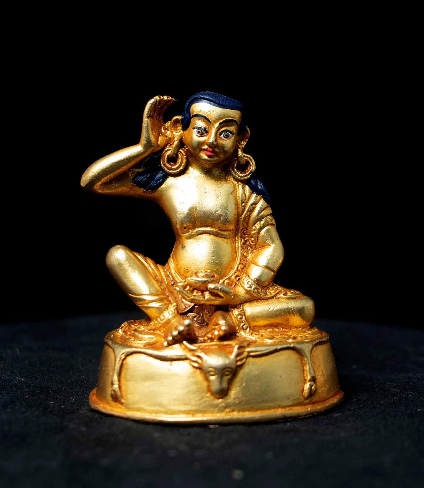 Tibetan Buddhism Guru Milarepa Gold Plated Copper Statue Sculpture Figure Nepal free