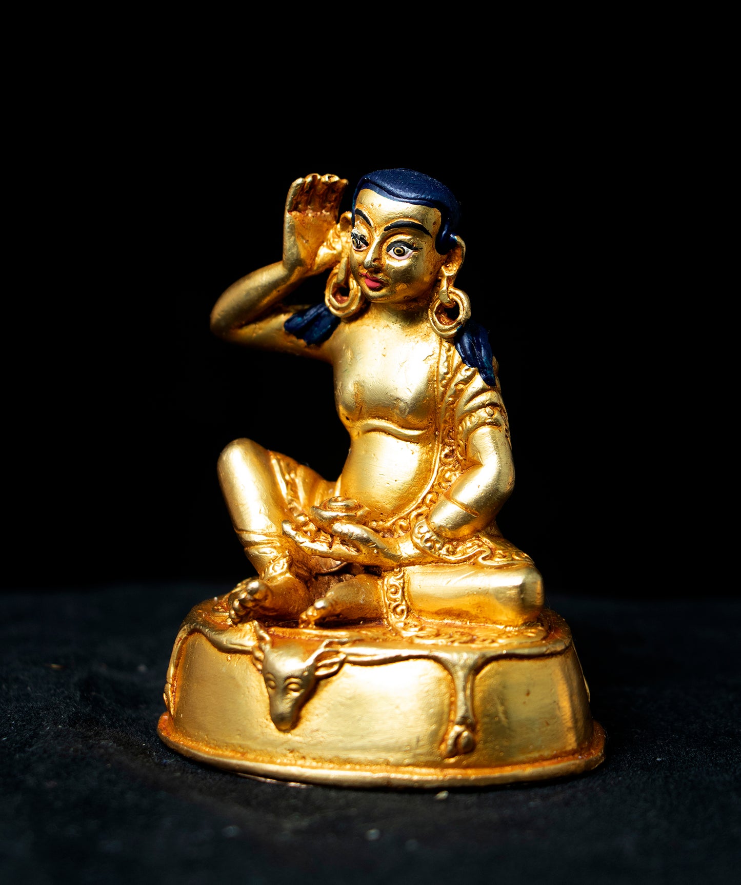 Tibetan Buddhism Guru Milarepa Gold Plated Copper Statue Sculpture Figure Nepal free