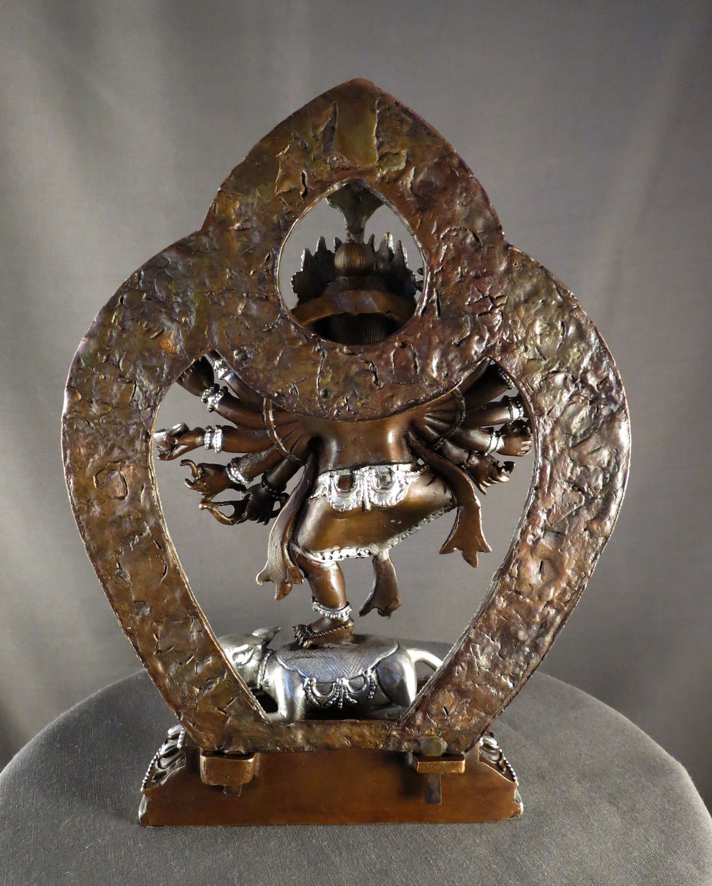 12 Hands Dancing Lord Ganesha Ganesh Silver Oxide Copper Sculpture Statue Figure free