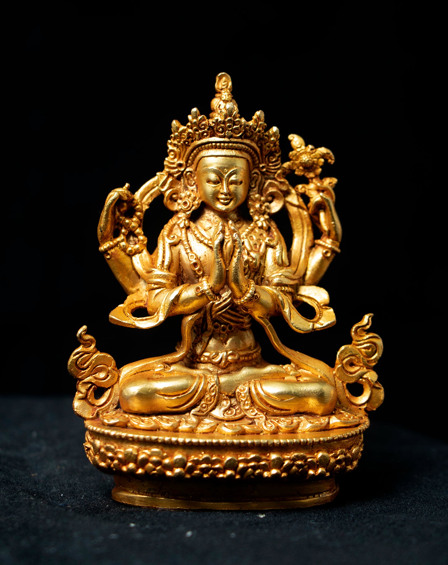 Tibetan Buddhism Lord Chenrezig Khecheri Copper Gold Plated Statue Sculpture Figure Nepal free