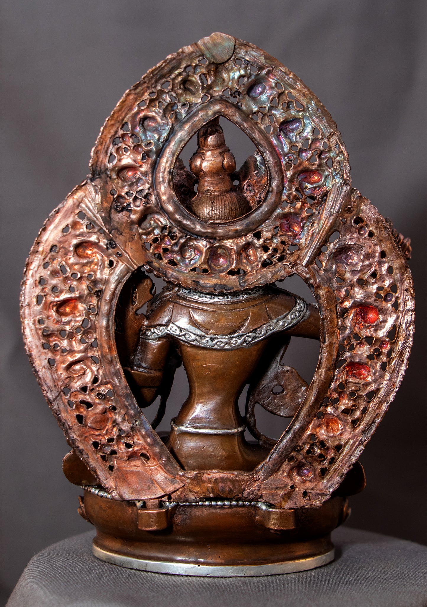 Tibetan Buddhism 15 cm Lord Manjushree Silver Oxide Copper Statue Sculpture Figure Nepal free