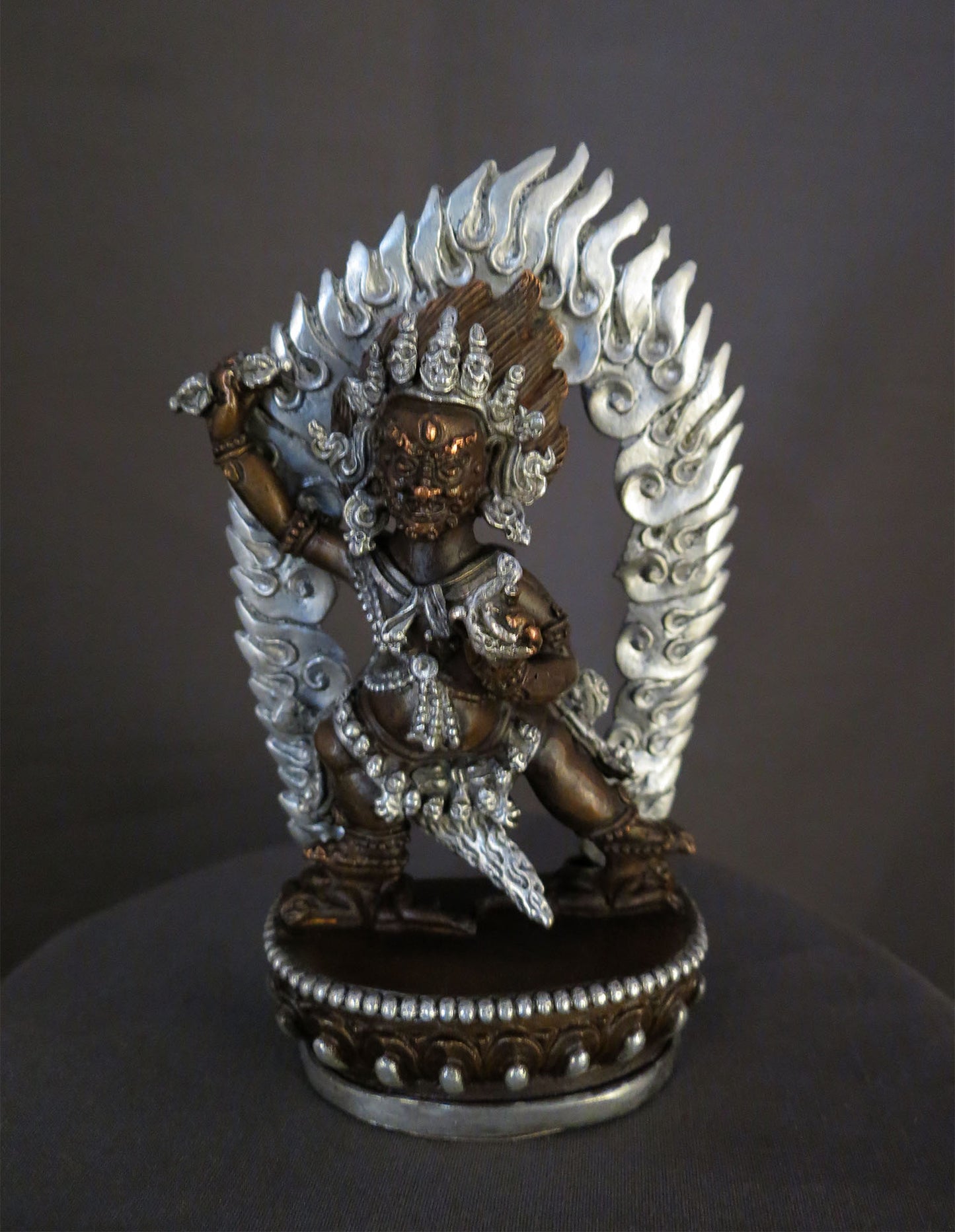 Tibetan Buddhism Eight Manifestations of Guru Silver Oxide Copper Statue Sculpture Nepal