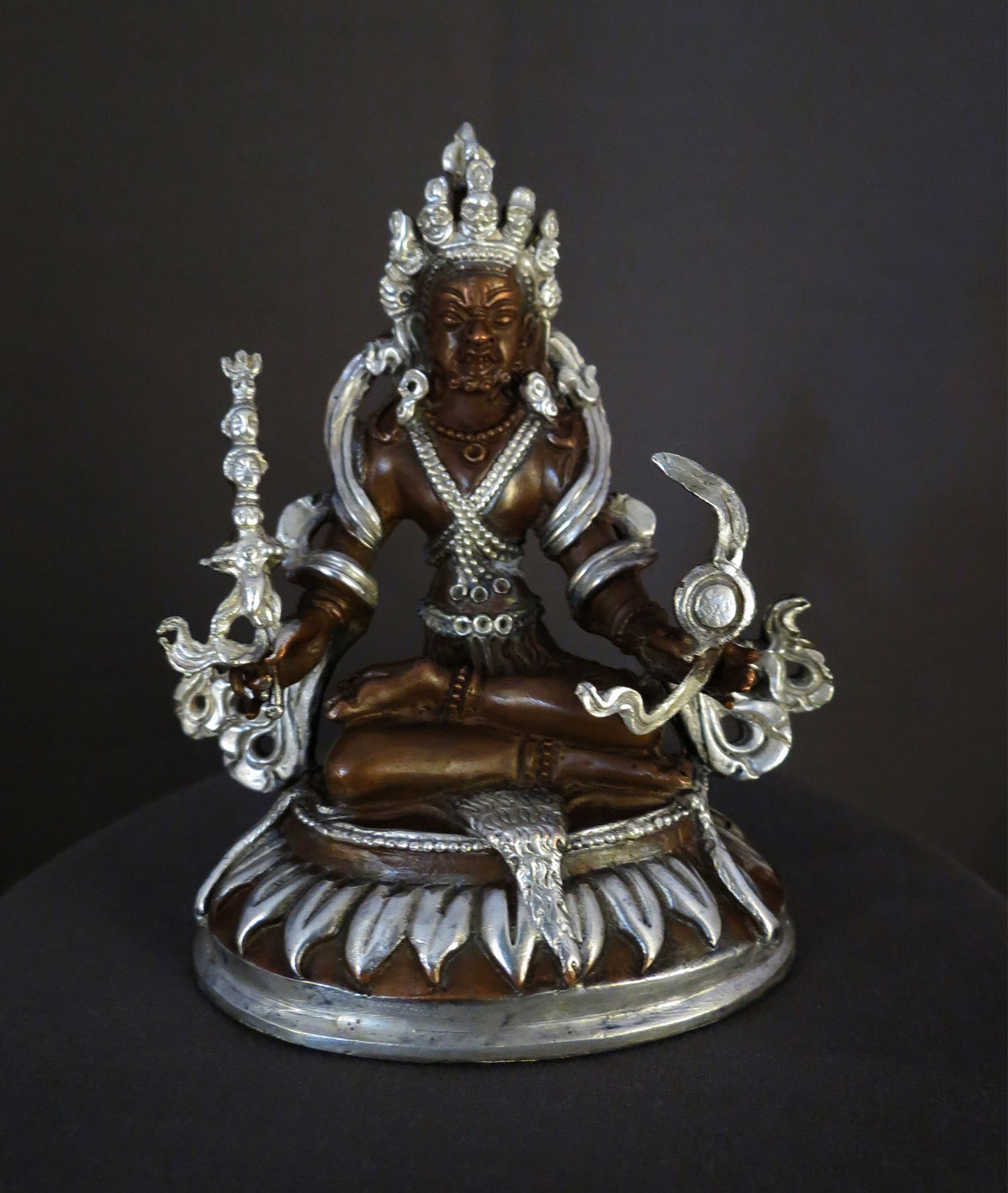 Tibetan Buddhism Eight Manifestations of Guru Silver Oxide Copper Statue Sculpture Nepal