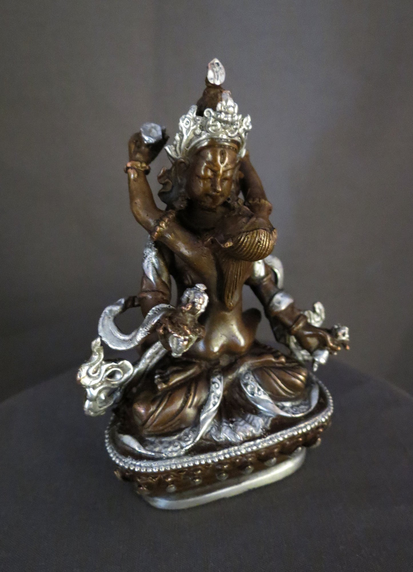 Tibetan Buddhism Eight Manifestations of Guru Silver Oxide Copper Statue Sculpture Nepal