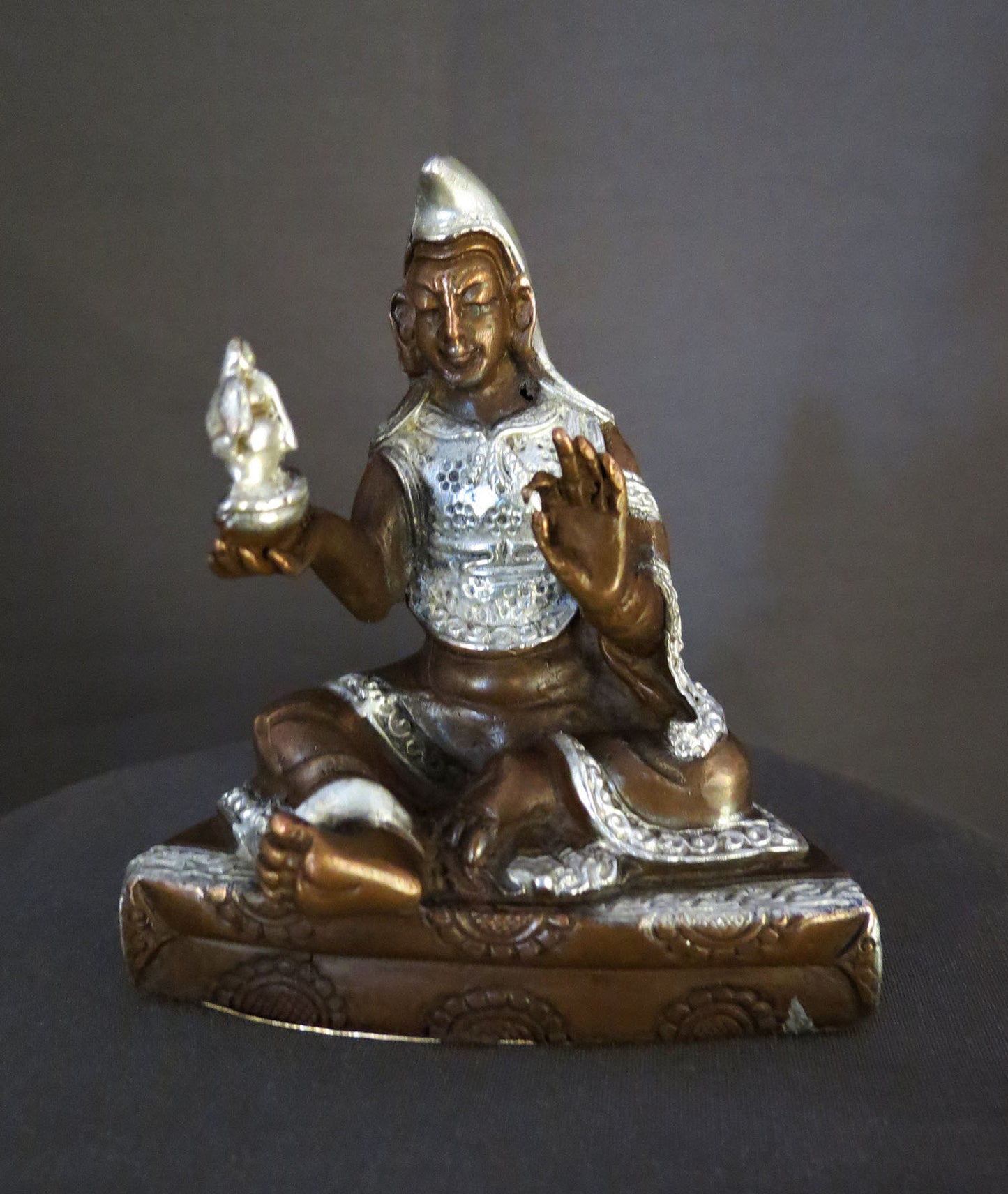 Tibetan Buddhism Eight Manifestations of Guru Silver Oxide Copper Statue Sculpture Nepal