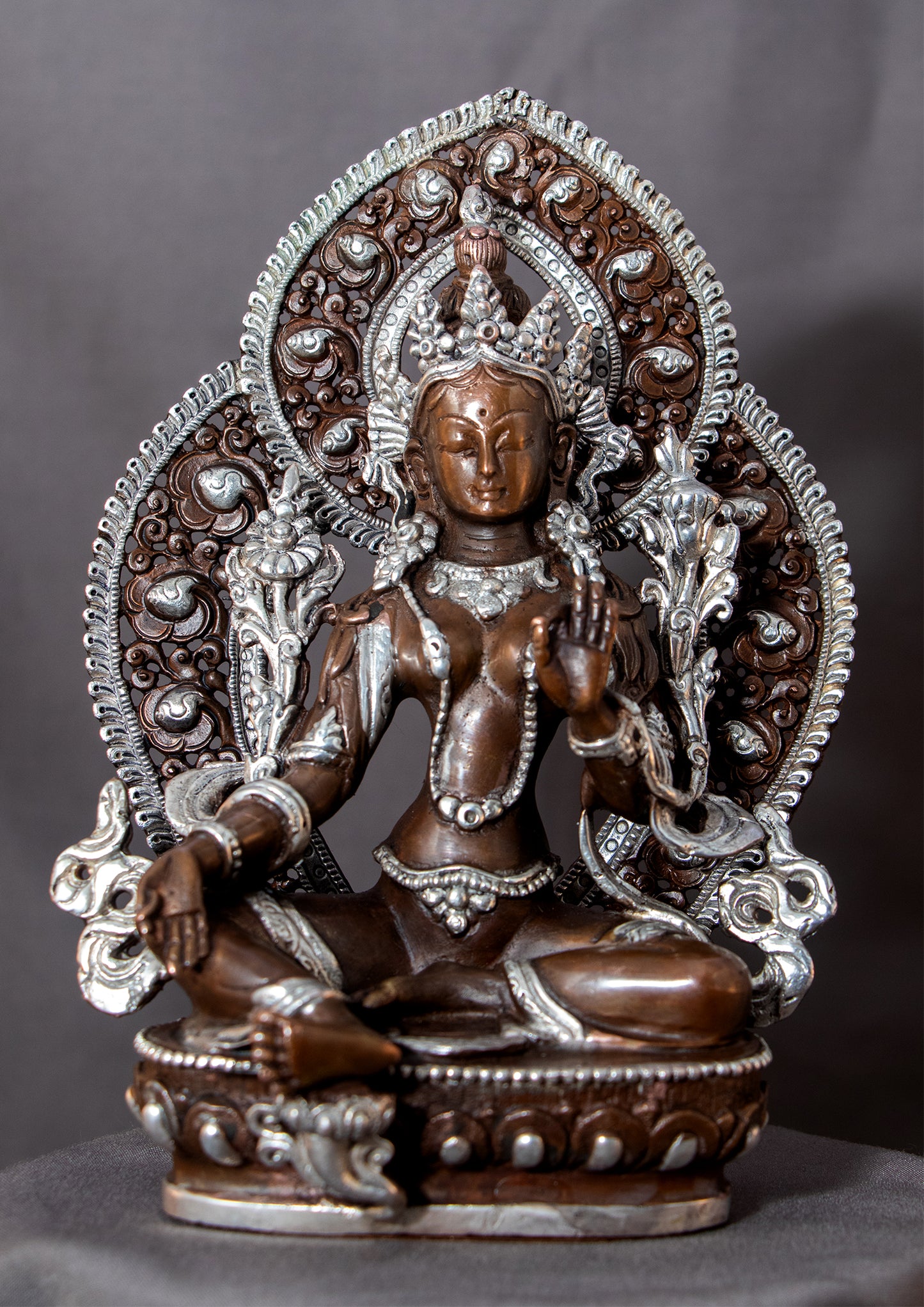 Tibetan Buddhism 15 cm Goddess Green Tara Rupa Silver Oxide Statue Copper Sculpture Figure Nepal free
