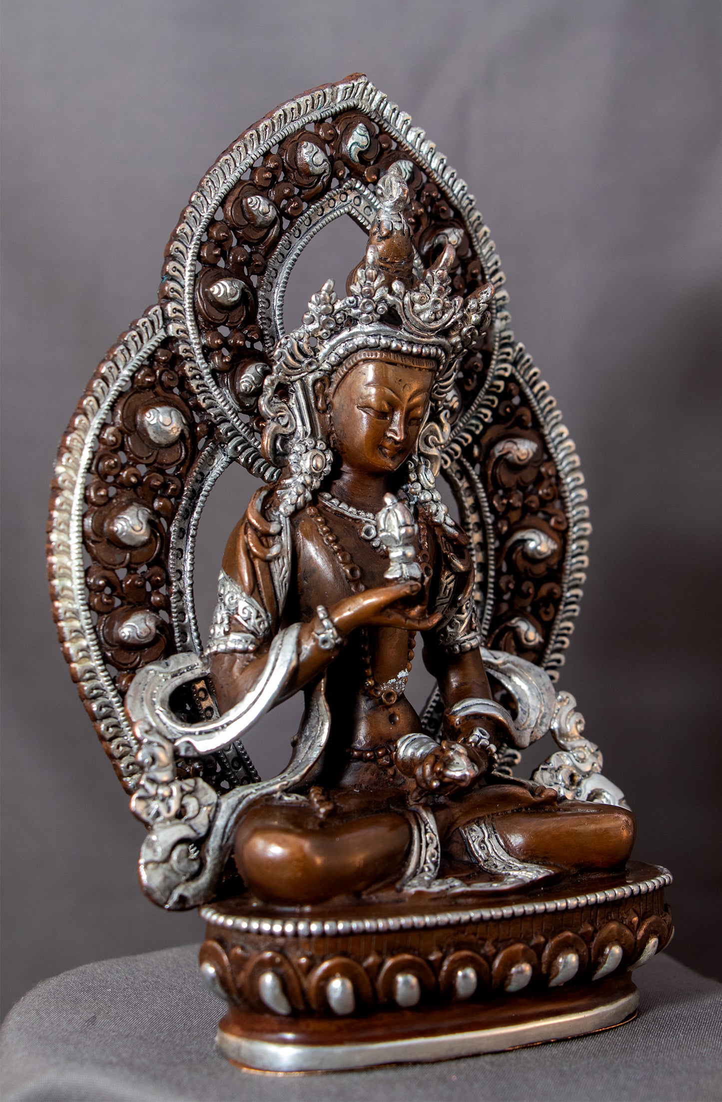 Tibetan Buddhism 15 cm Lord Vajra Sattva Silver Oxide Copper Statue Sculpture Figure Nepal free