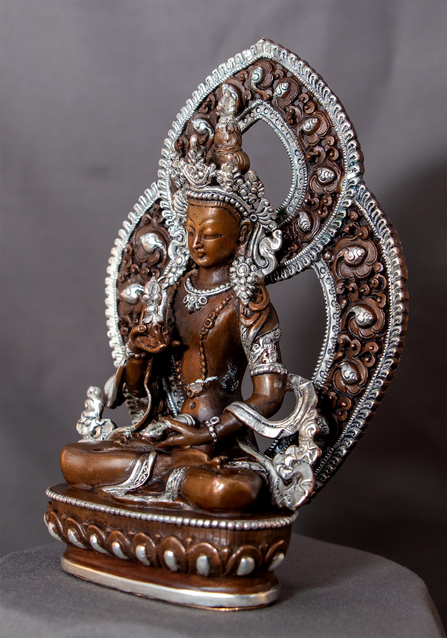 Tibetan Buddhism 15 cm Lord Vajra Sattva Silver Oxide Copper Statue Sculpture Figure Nepal free