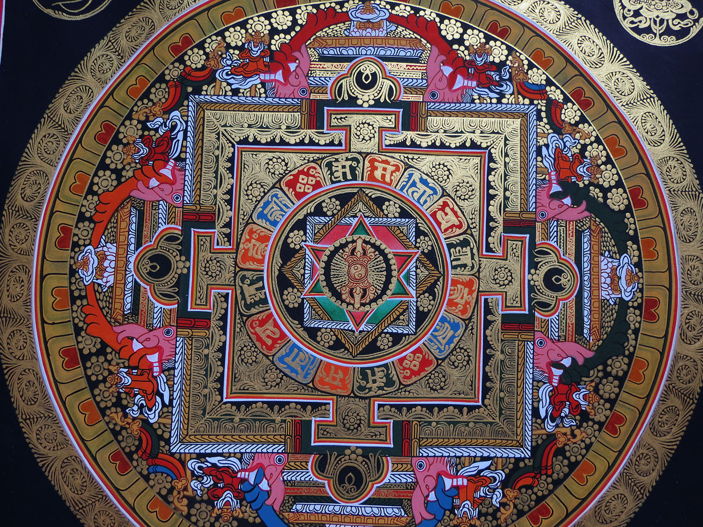 Tibetan Buddhism 8 Auspicious Lucky Sign Om Mantra Ritual Mandala Hand Painting Thangka