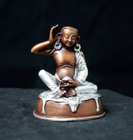 Tibetan Buddhism Guru Milarepa Silver Oxide Copper Statue Sculpture Figure Nepal free
