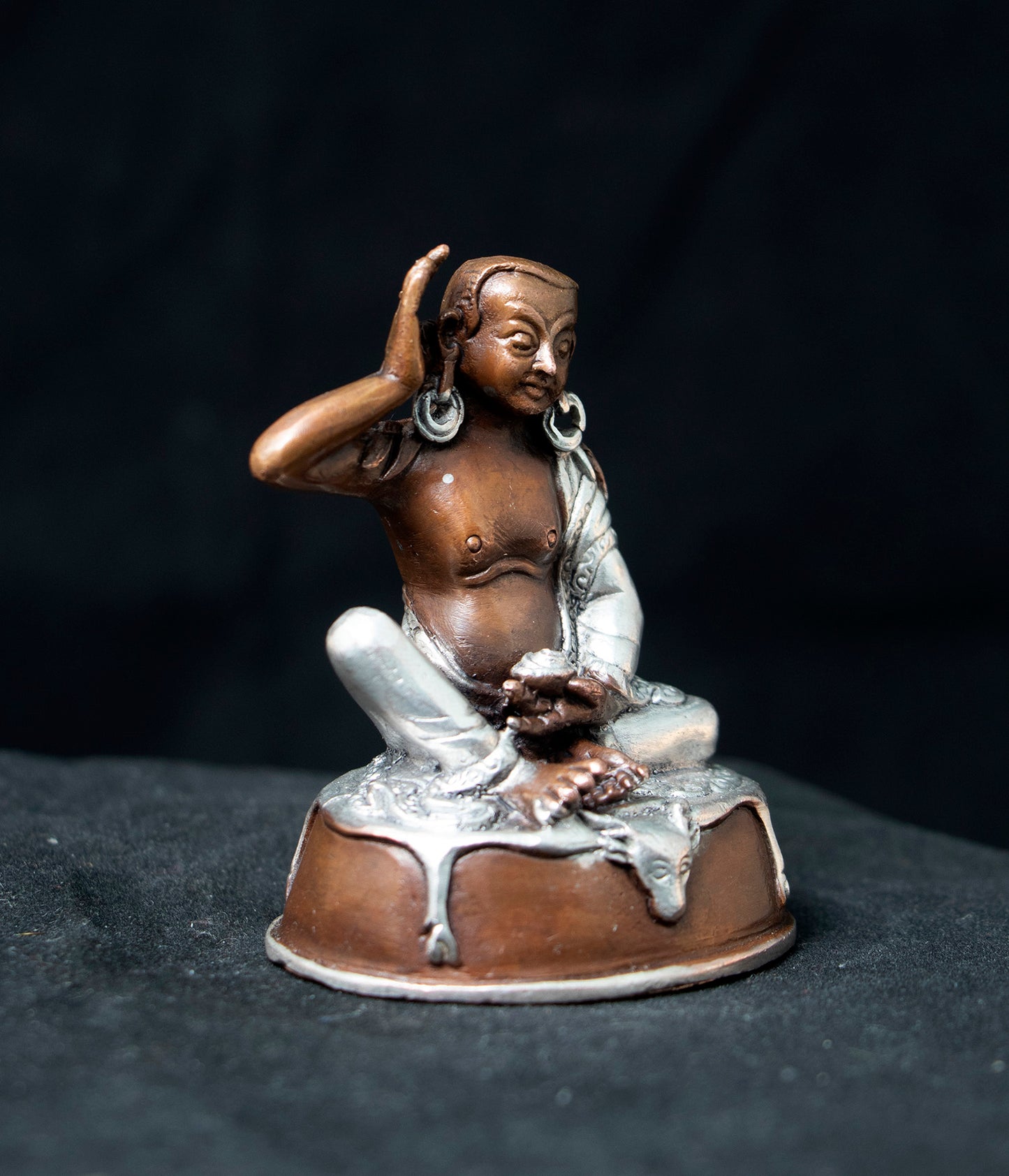 Tibetan Buddhism Guru Milarepa Silver Oxide Copper Statue Sculpture Figure Nepal free